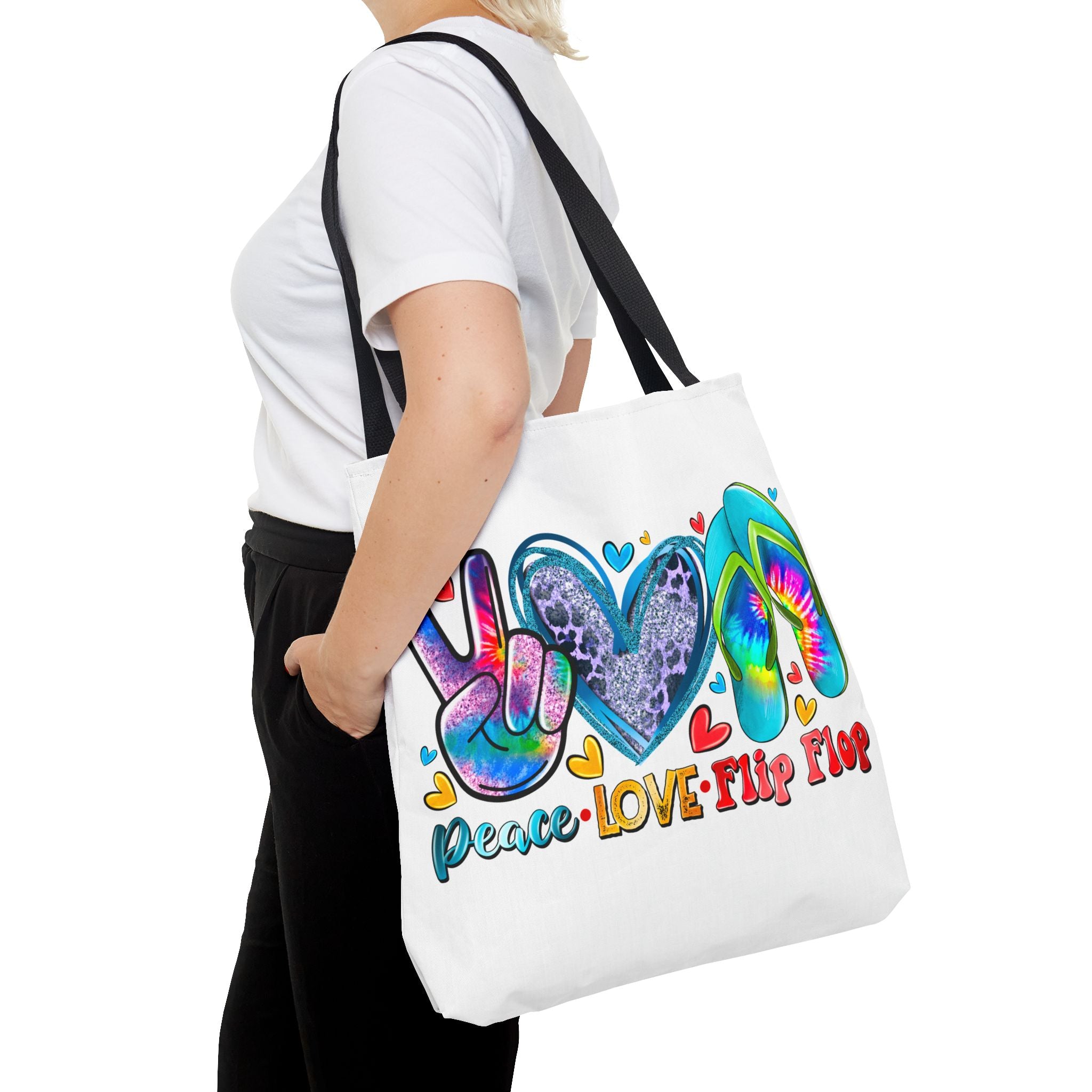 Peace Love Flip Flop Tote Bag-Phoenix Styles