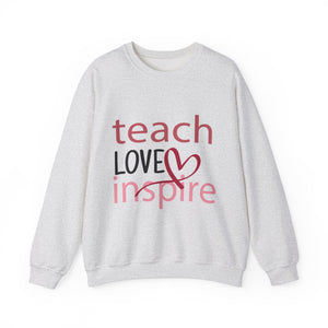 Teach Love Inspire Valentine's Day Crewneck Sweatshirt-Phoenix Styles