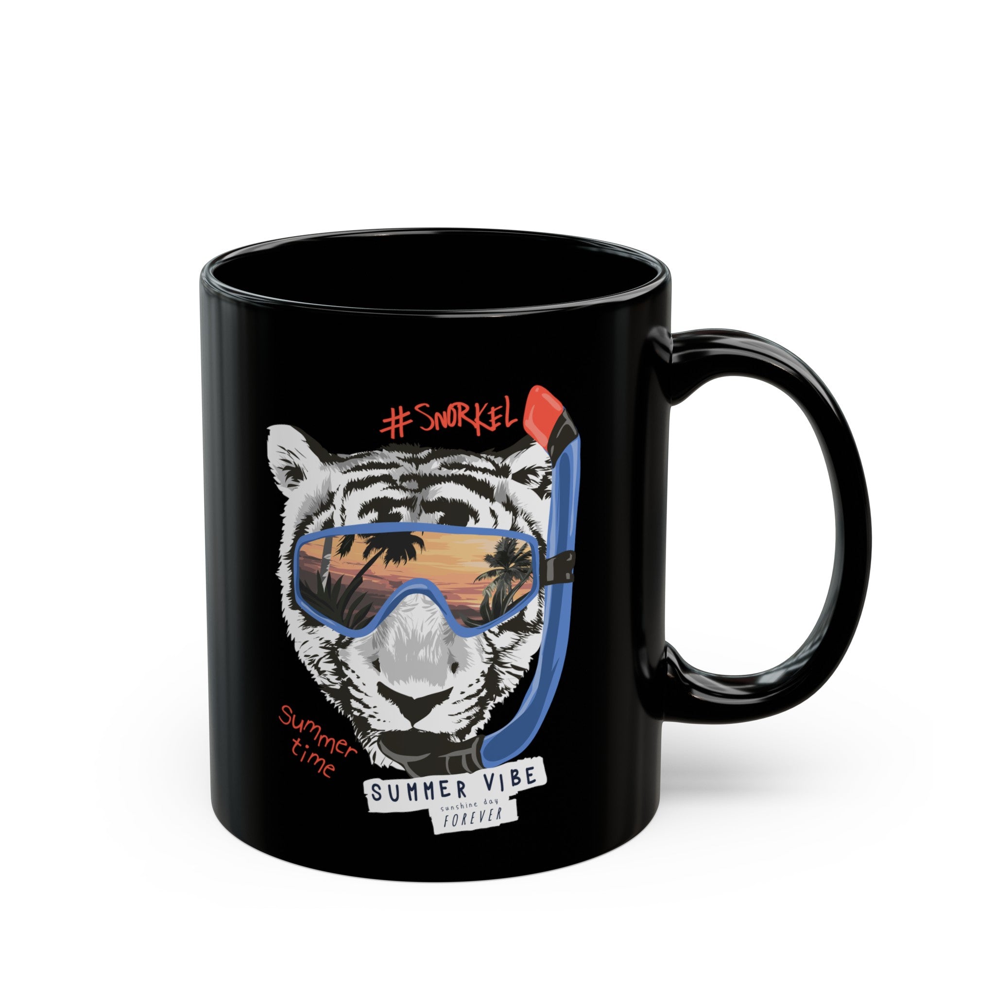 Summer Time Tiger Black Mug (11oz, 15oz)-Phoenix Styles