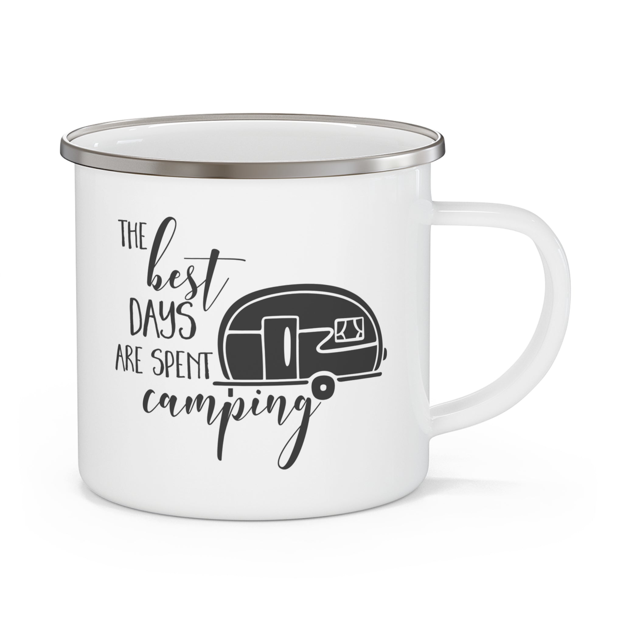 Enamel Camping Mug - "The Best Days are Spent Camping" - Nature Lover's Outdoor Coffee Cup