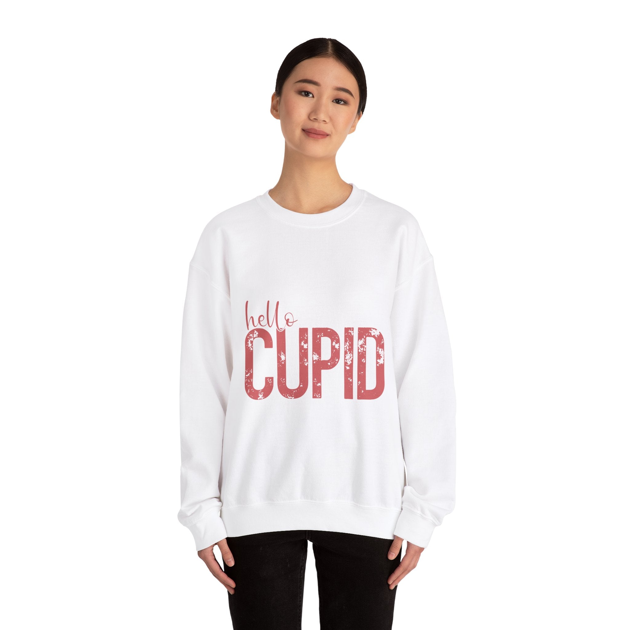 Hello Cupid Pink Valentine's Day Crewneck Sweatshirt-Phoenix Styles