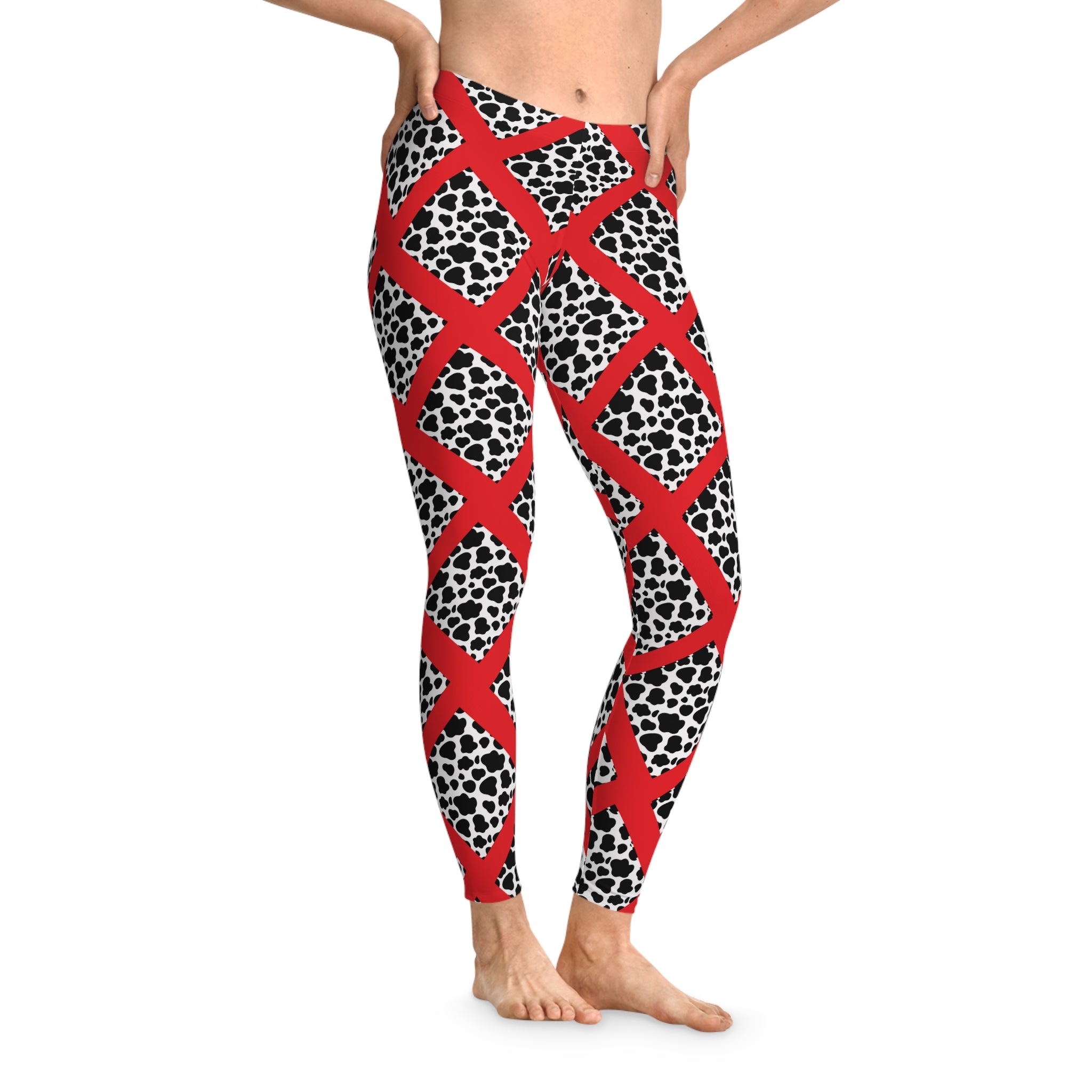 Jungle Beat Red Stripe with Cow Print Leggings