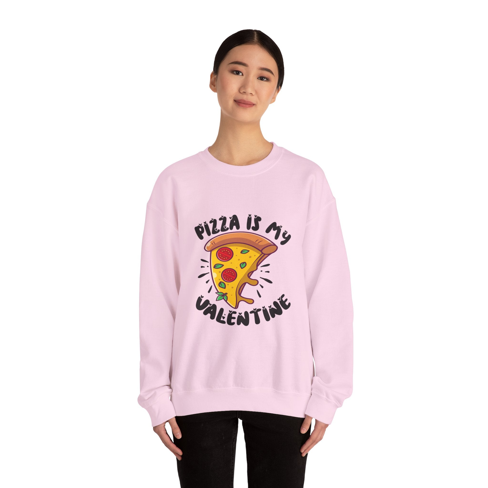 Pizza Is My Love Valentine's Day Crewneck Sweatshirt-Phoenix Styles