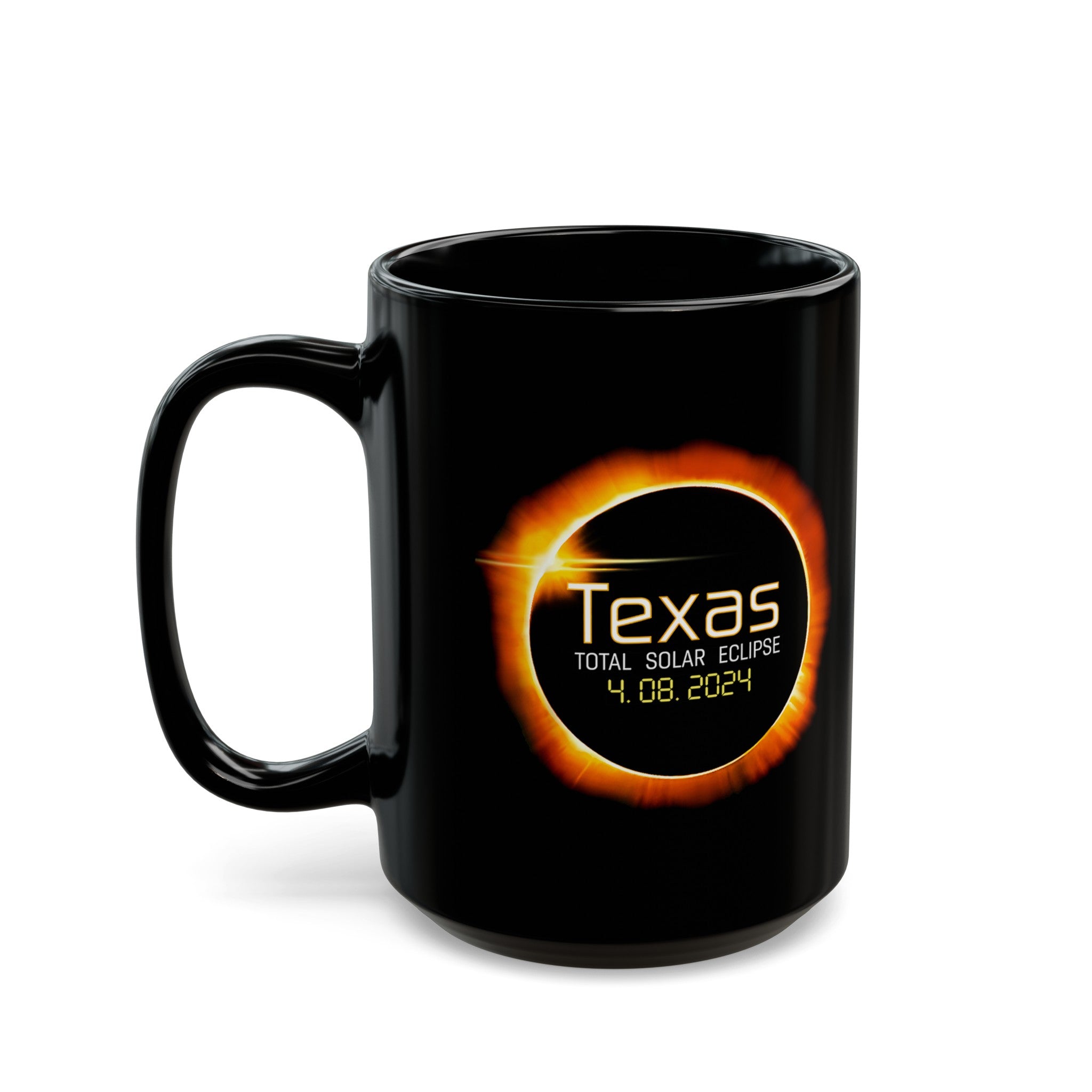 Texas Solar Eclipse Black Mug (11oz, 15oz)-Phoenix Styles