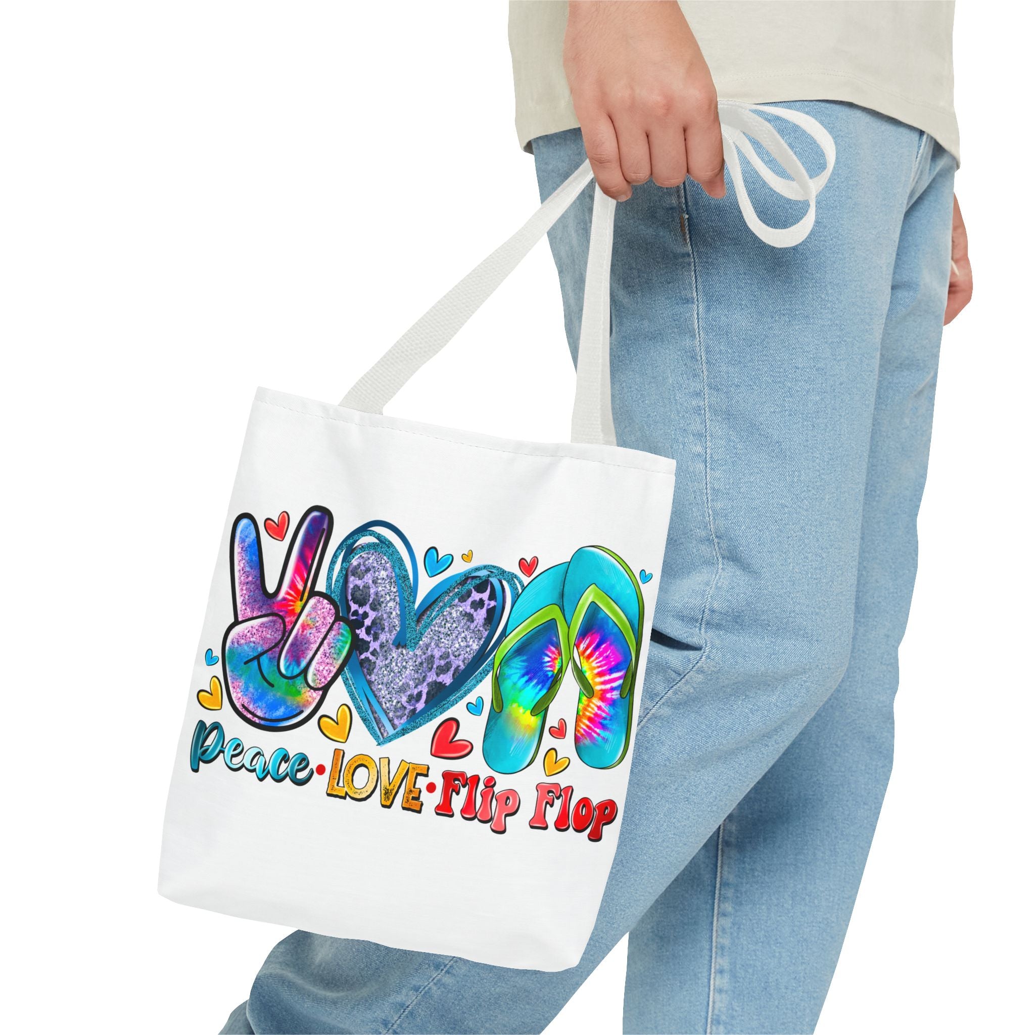 Peace Love Flip Flop Tote Bag-Phoenix Styles