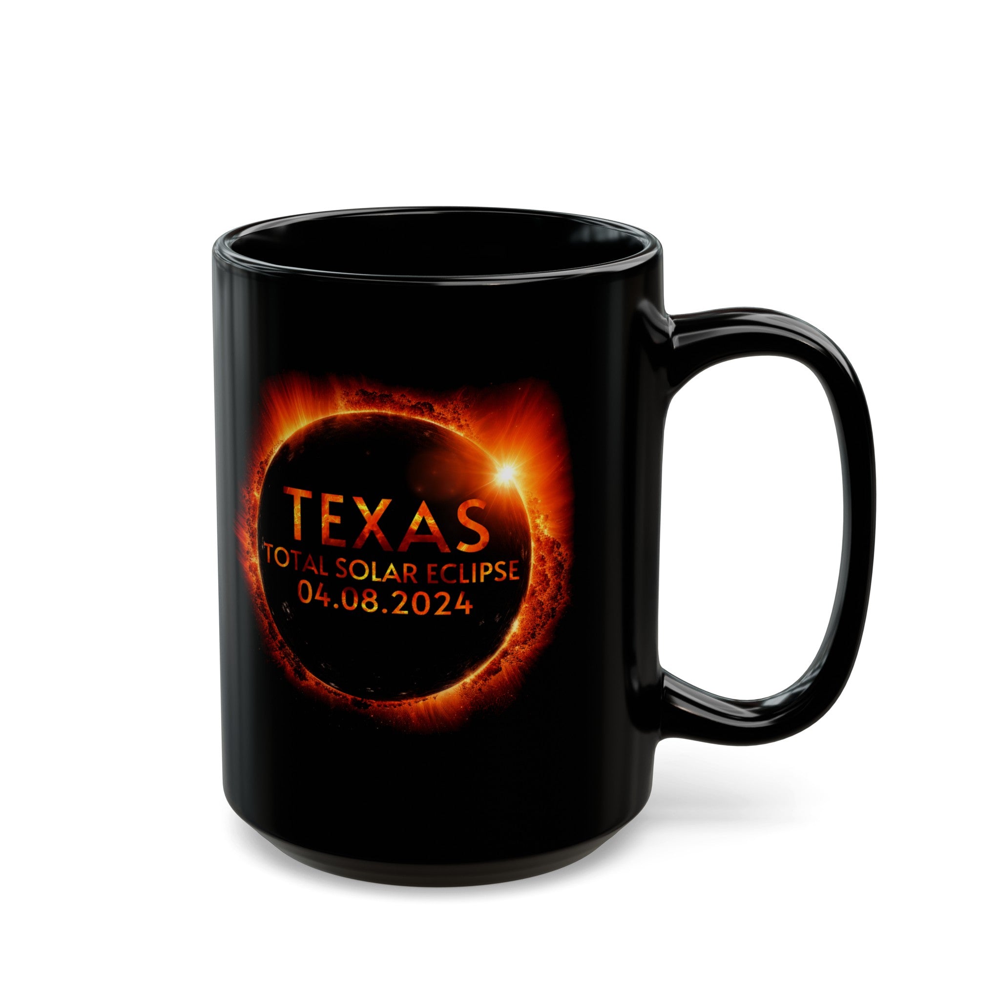 Texas Solar Eclipse Black Mug (11oz, 15oz)-Phoenix Styles