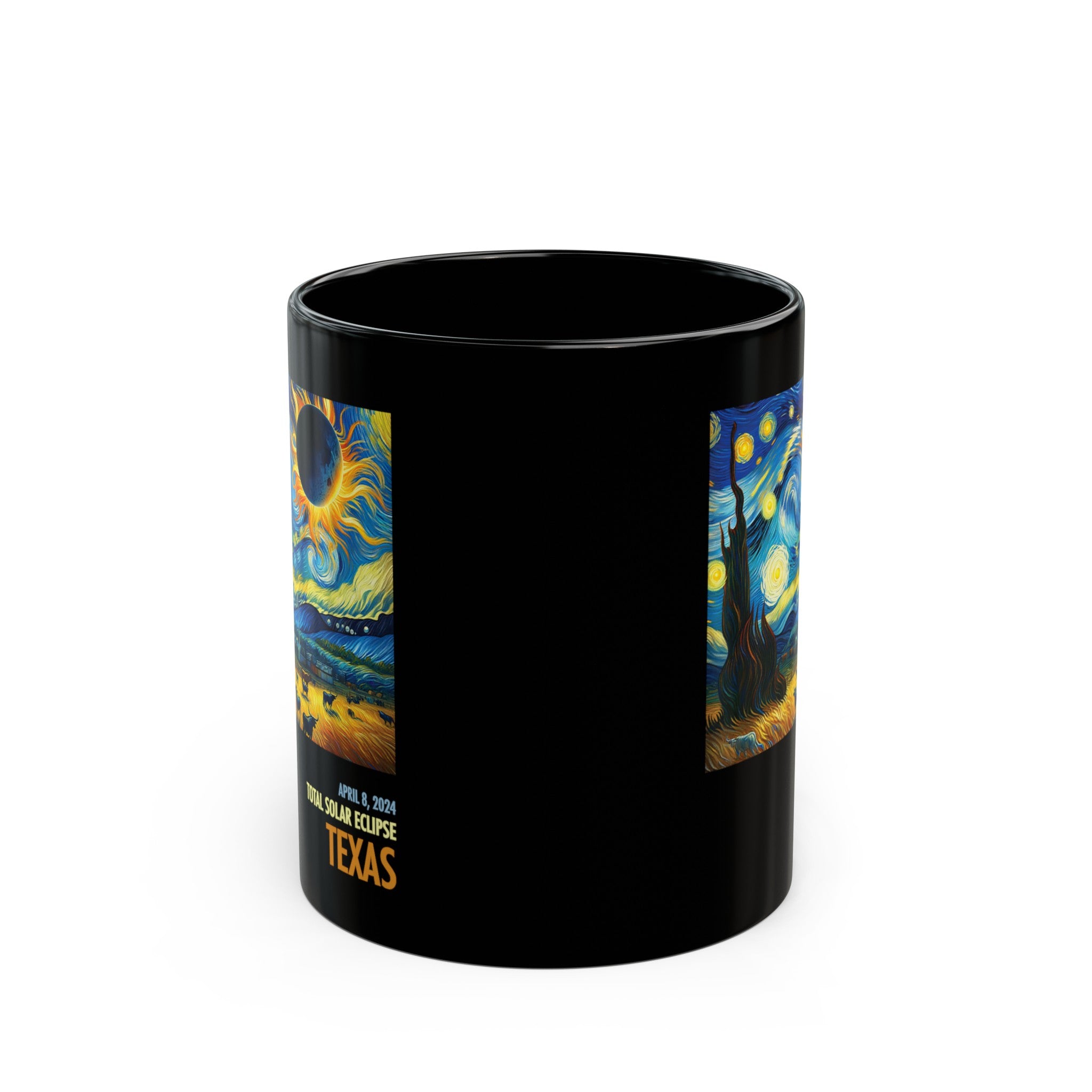 Solar Texas Eclipse Black Mug (11oz, 15oz)-Phoenix Styles