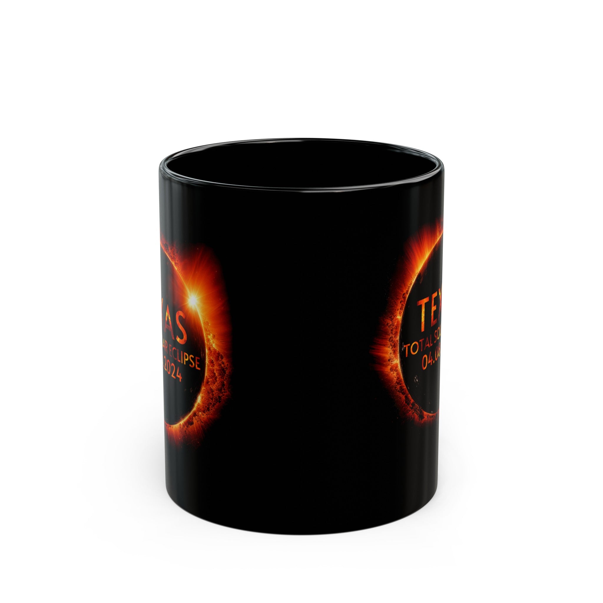 Texas Solar Eclipse Black Mug (11oz, 15oz)-Phoenix Styles