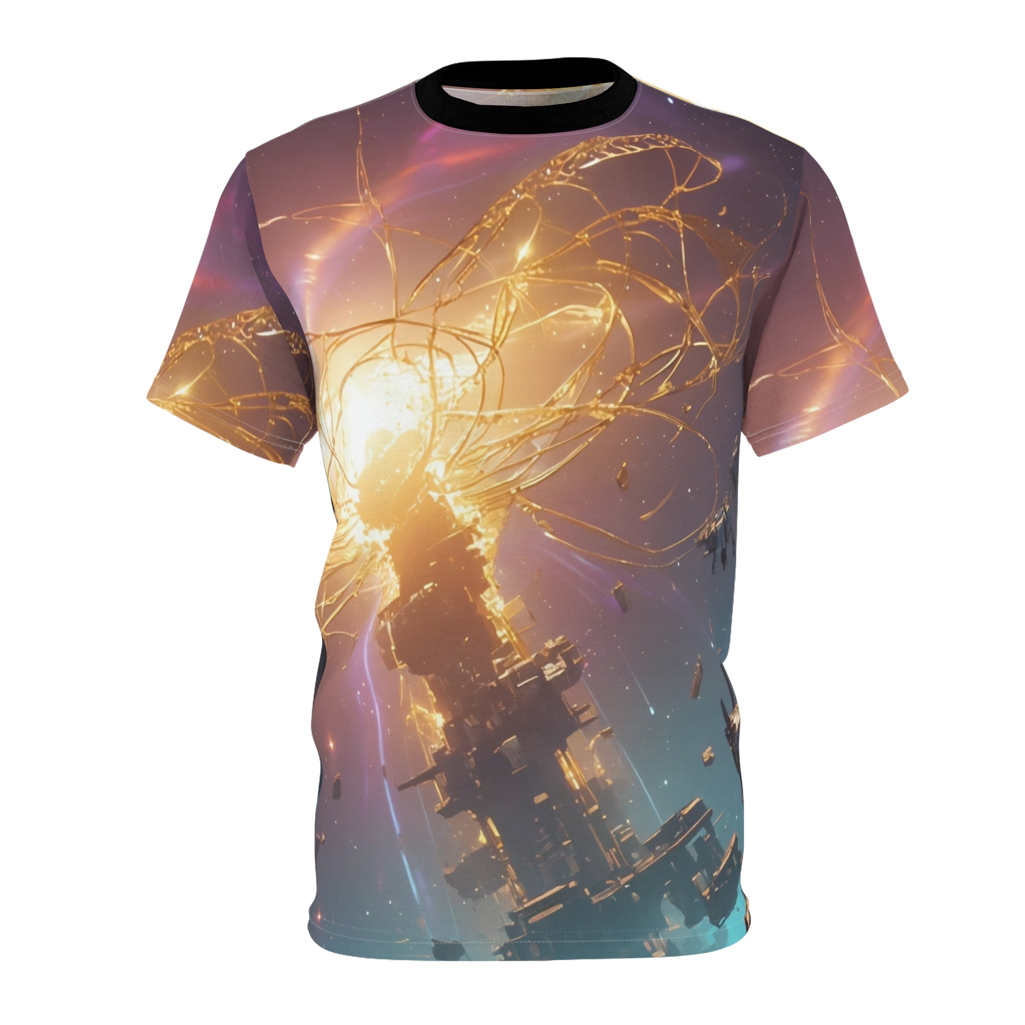 Cosmic Energy Graphic Tee - Space-Themed Design
