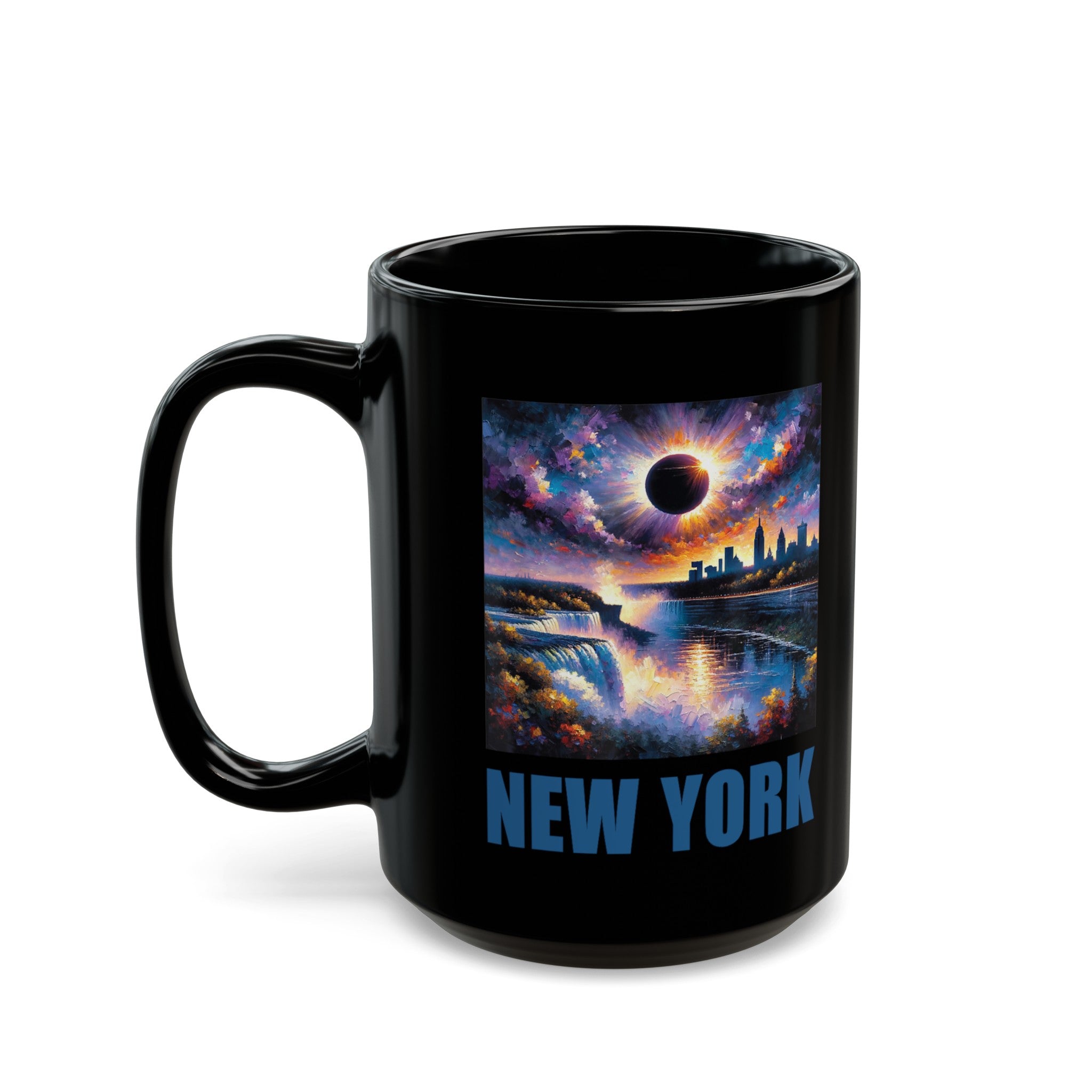 New York Solar Eclipse Black Mug (11oz, 15oz)-Phoenix Styles