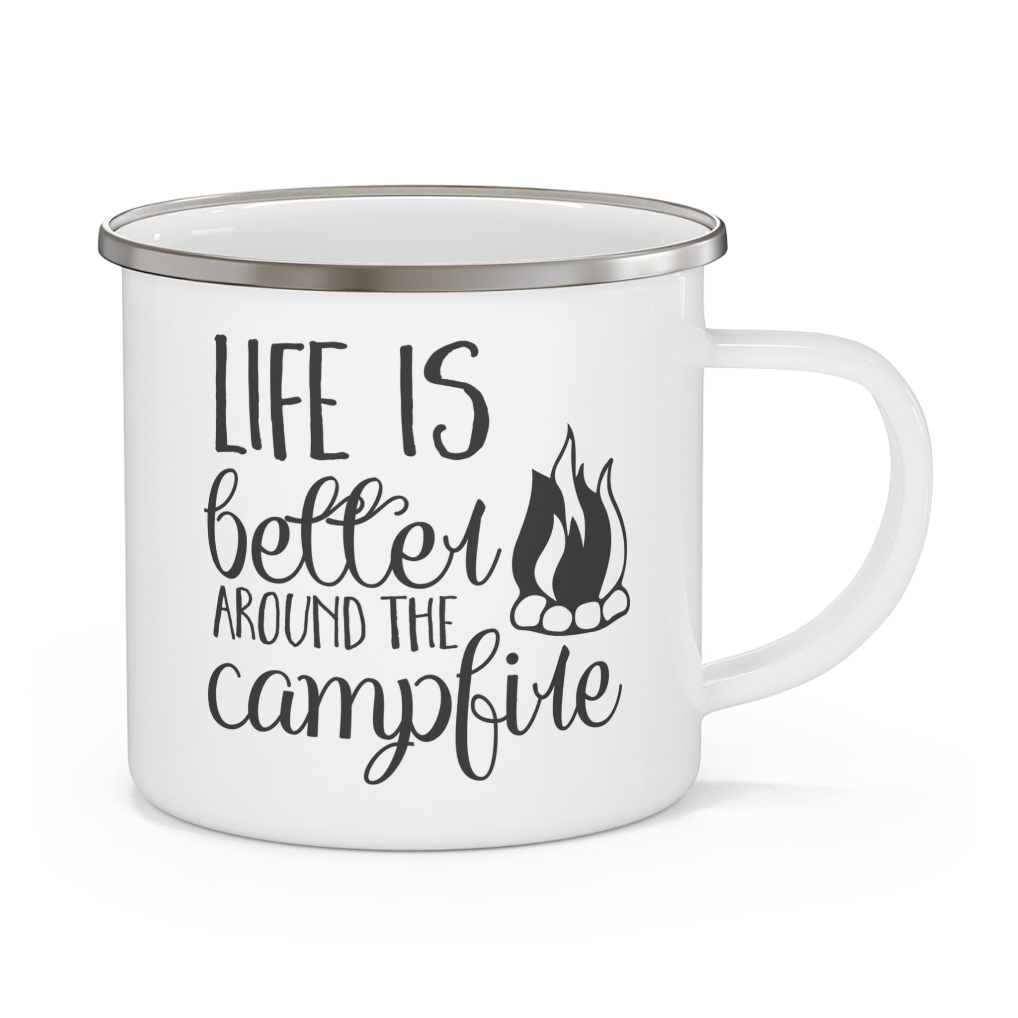 Camping Enamel Mug - "Life is Better Around the Campfire" - Outdoor Adventure Gift