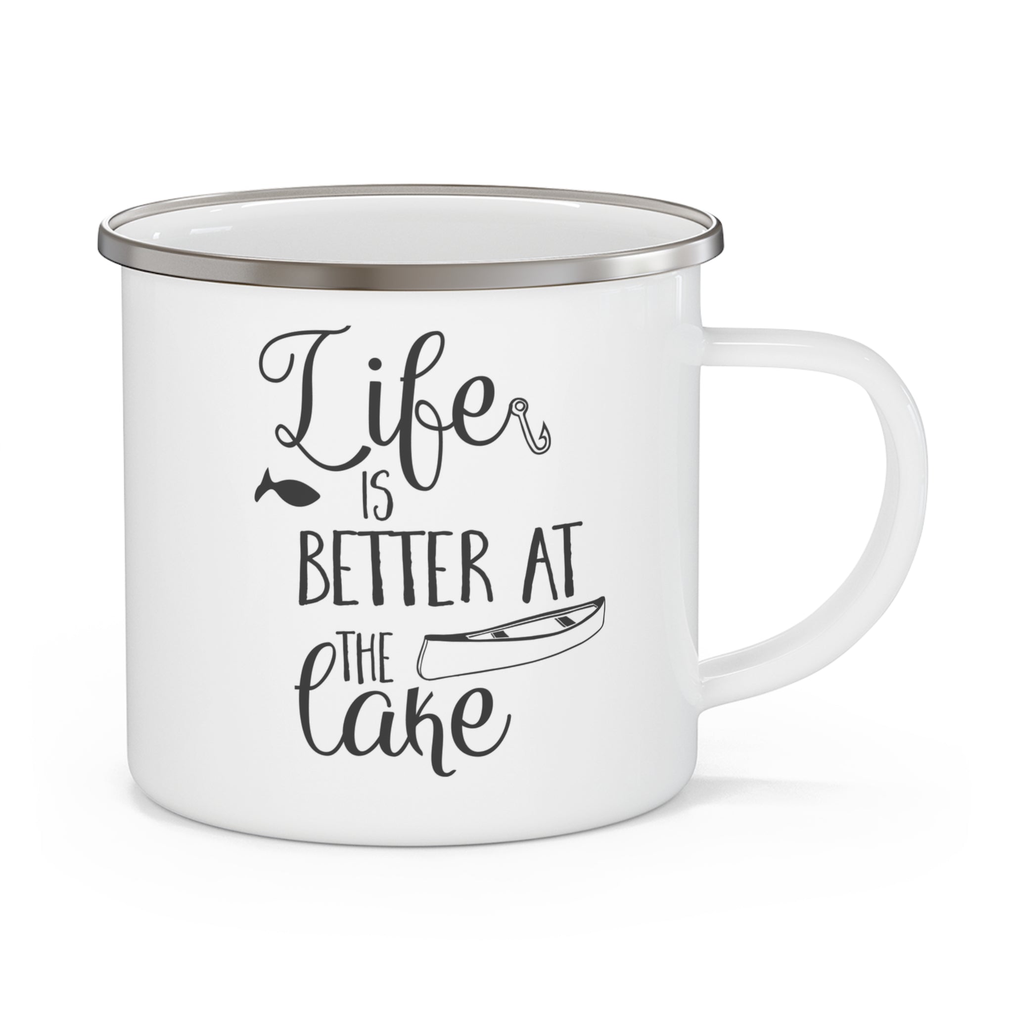 Life is Better at the Lake Enamel Camping Mug