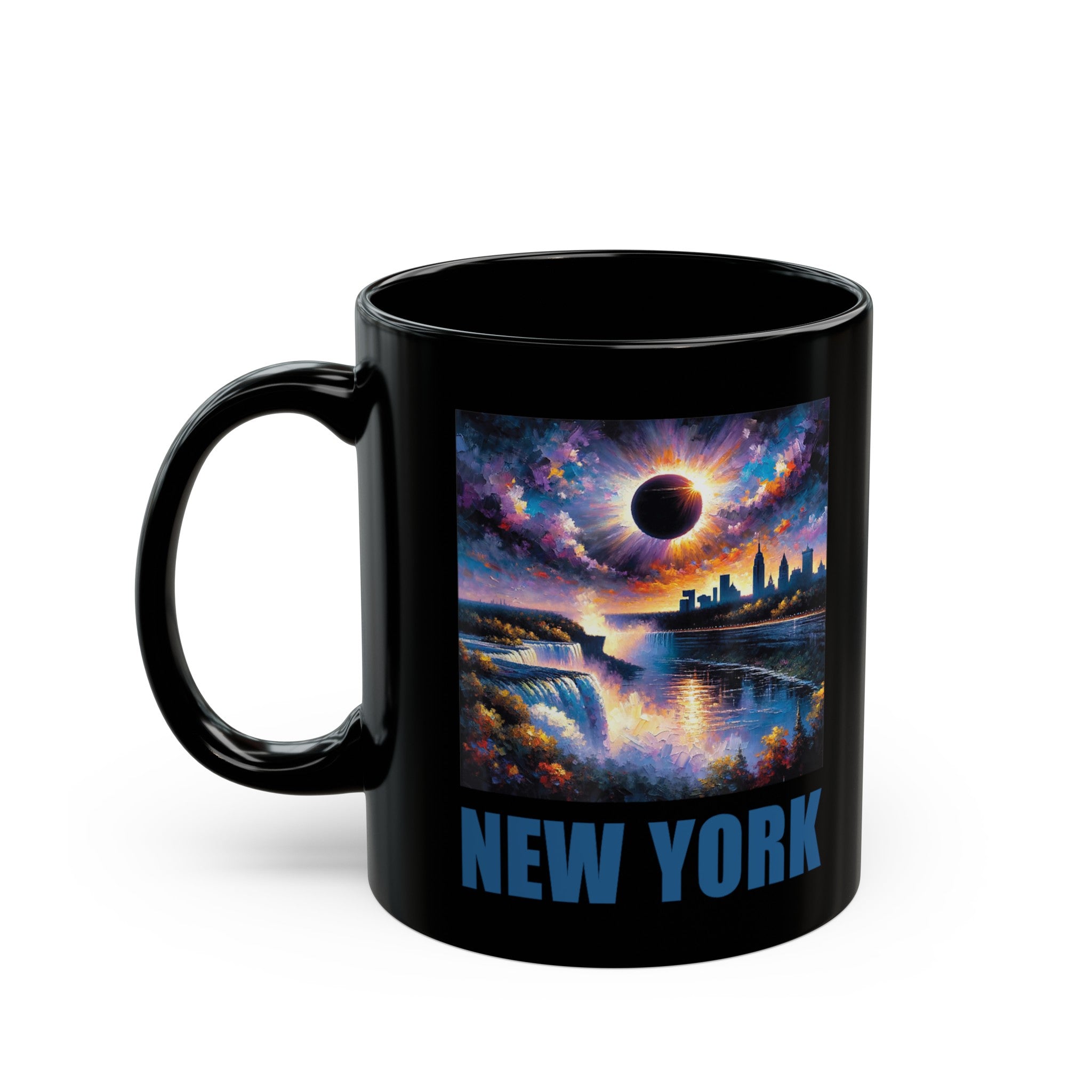 New York Solar Eclipse Black Mug (11oz, 15oz)-Phoenix Styles