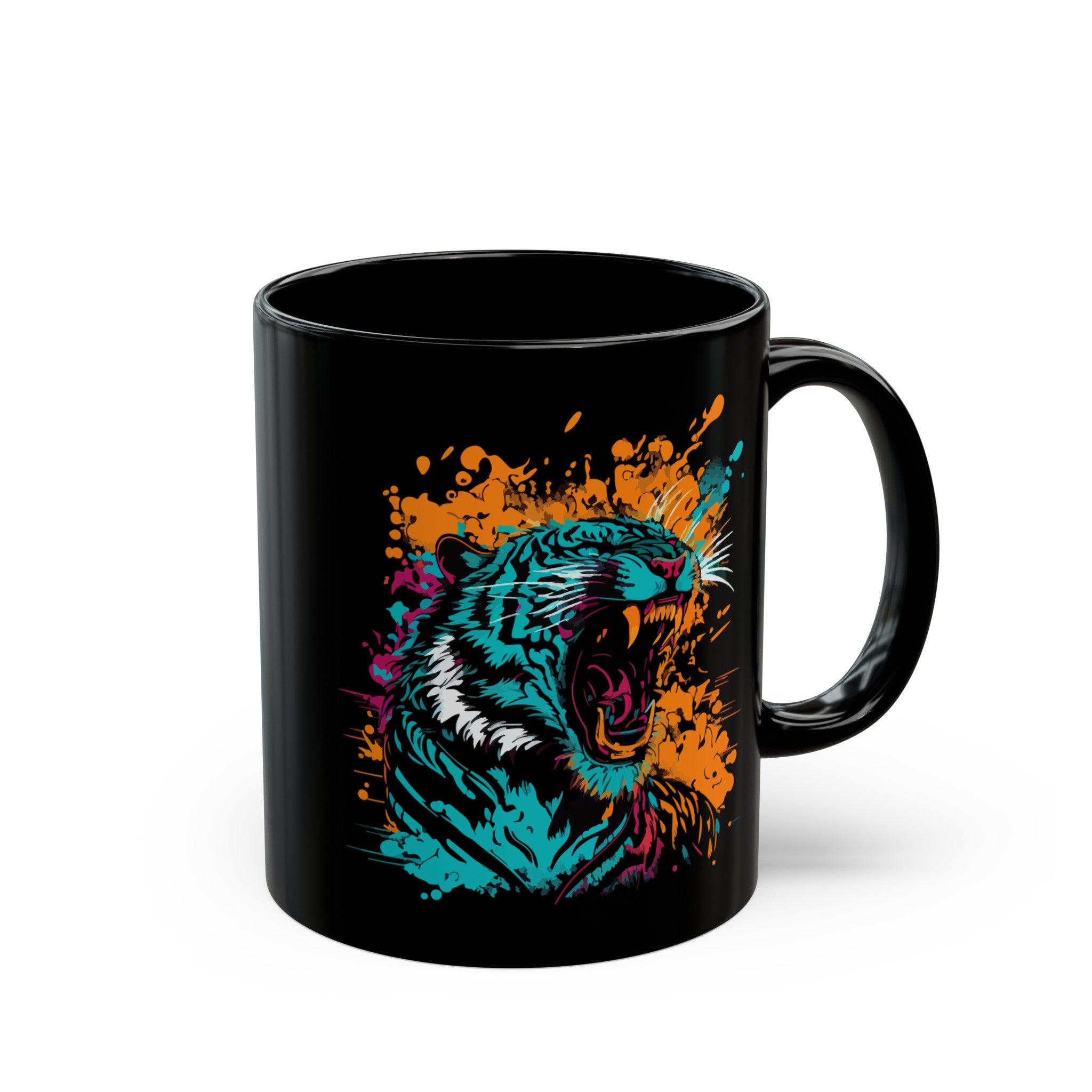 Raging Tiger Black Mug (11oz, 15oz)-Phoenix Styles