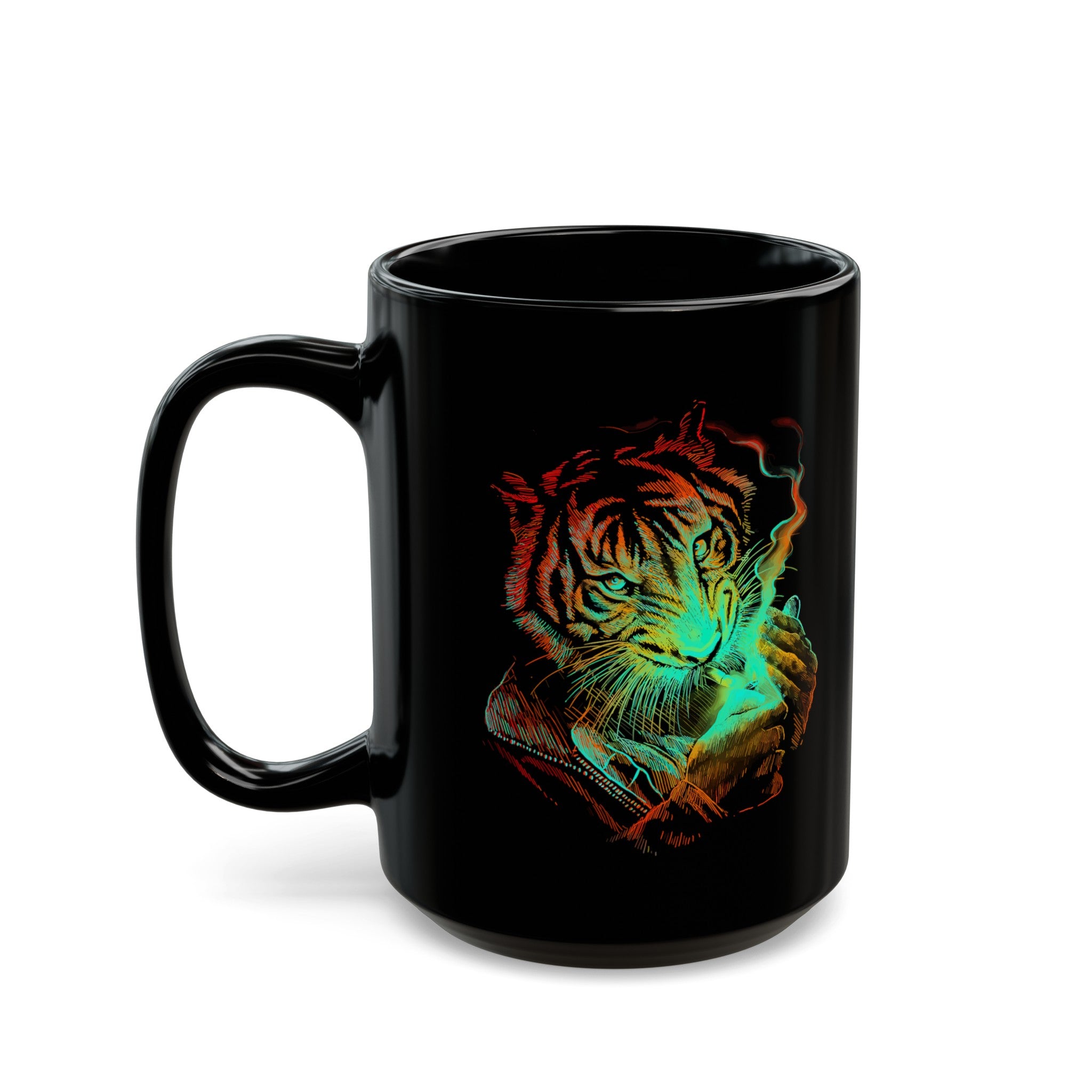 Smokin Tiger Black Mug (11oz, 15oz)-Phoenix Styles