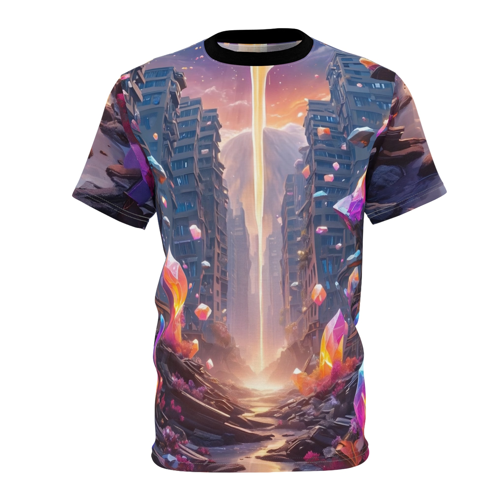Cosmic Crystal Tee - Vibrant Urban Fantasy Design