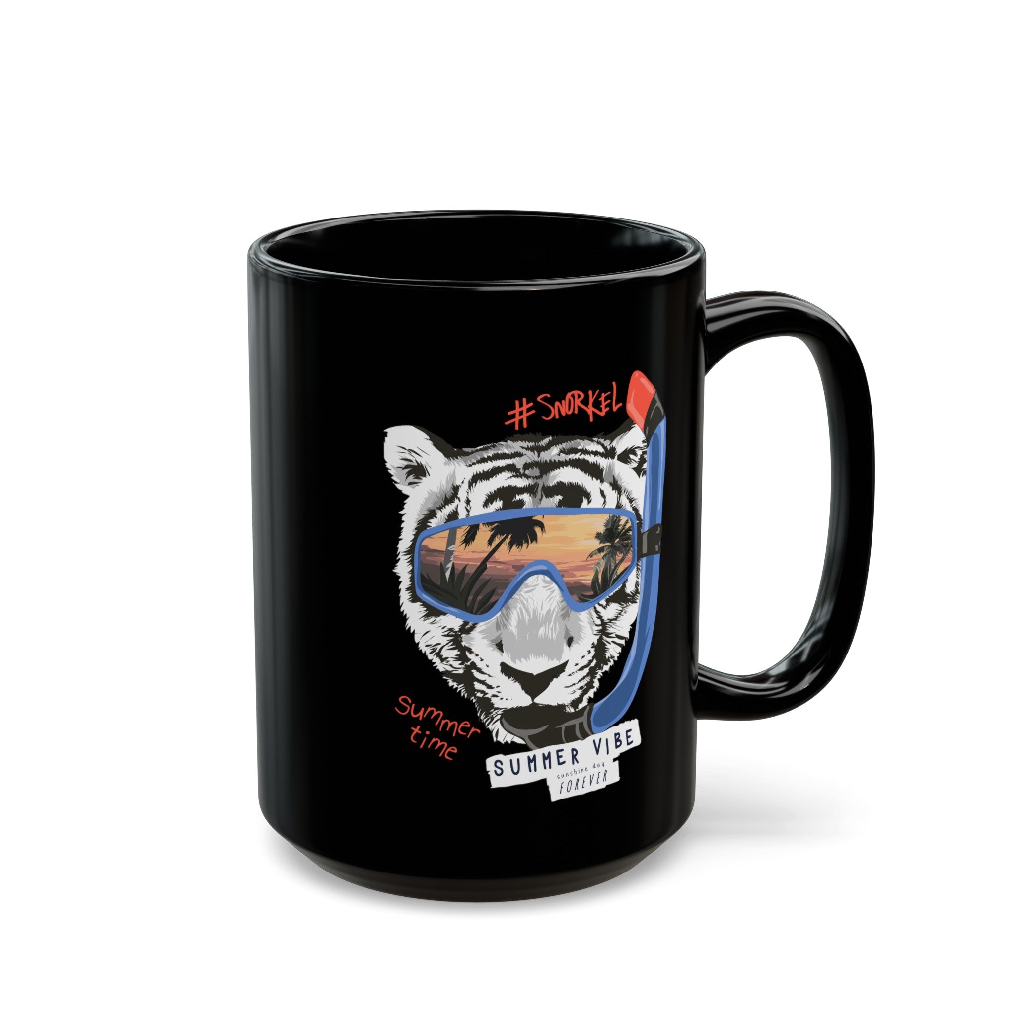 Summer Time Tiger Black Mug (11oz, 15oz)-Phoenix Styles