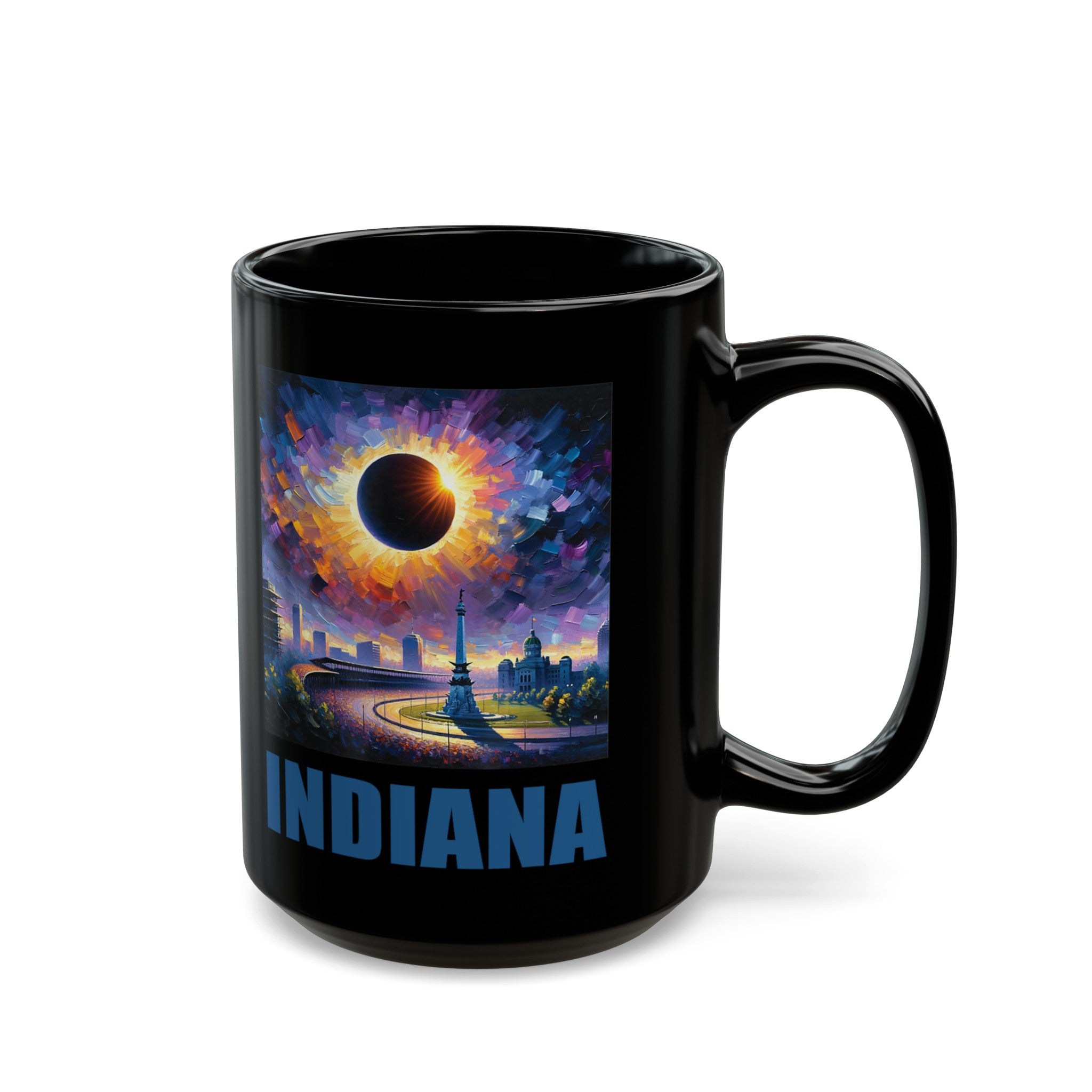 Indiana Solar Eclipse Black Mug (11oz, 15oz)-Phoenix Styles