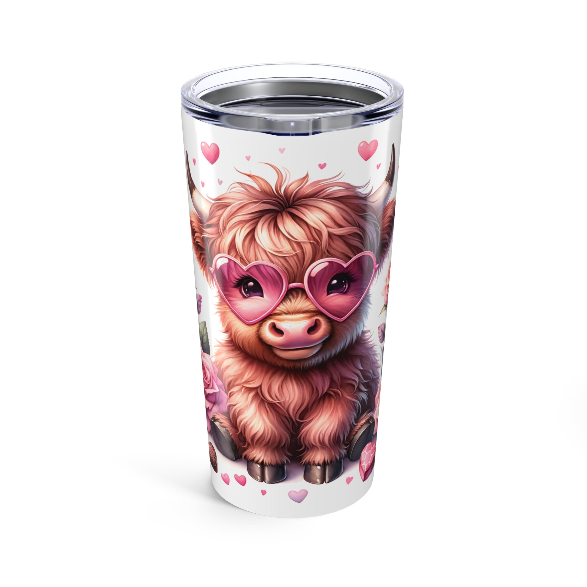 Cute Highland Cow Valentine Tumbler 20oz