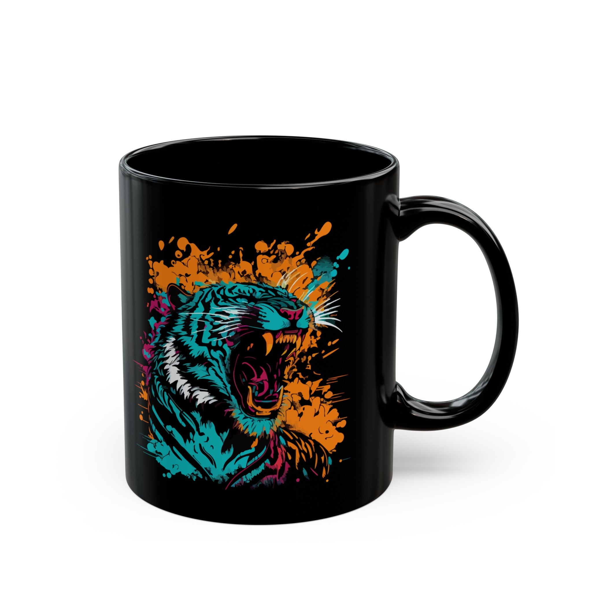 Raging Tiger Black Mug (11oz, 15oz)-Phoenix Styles