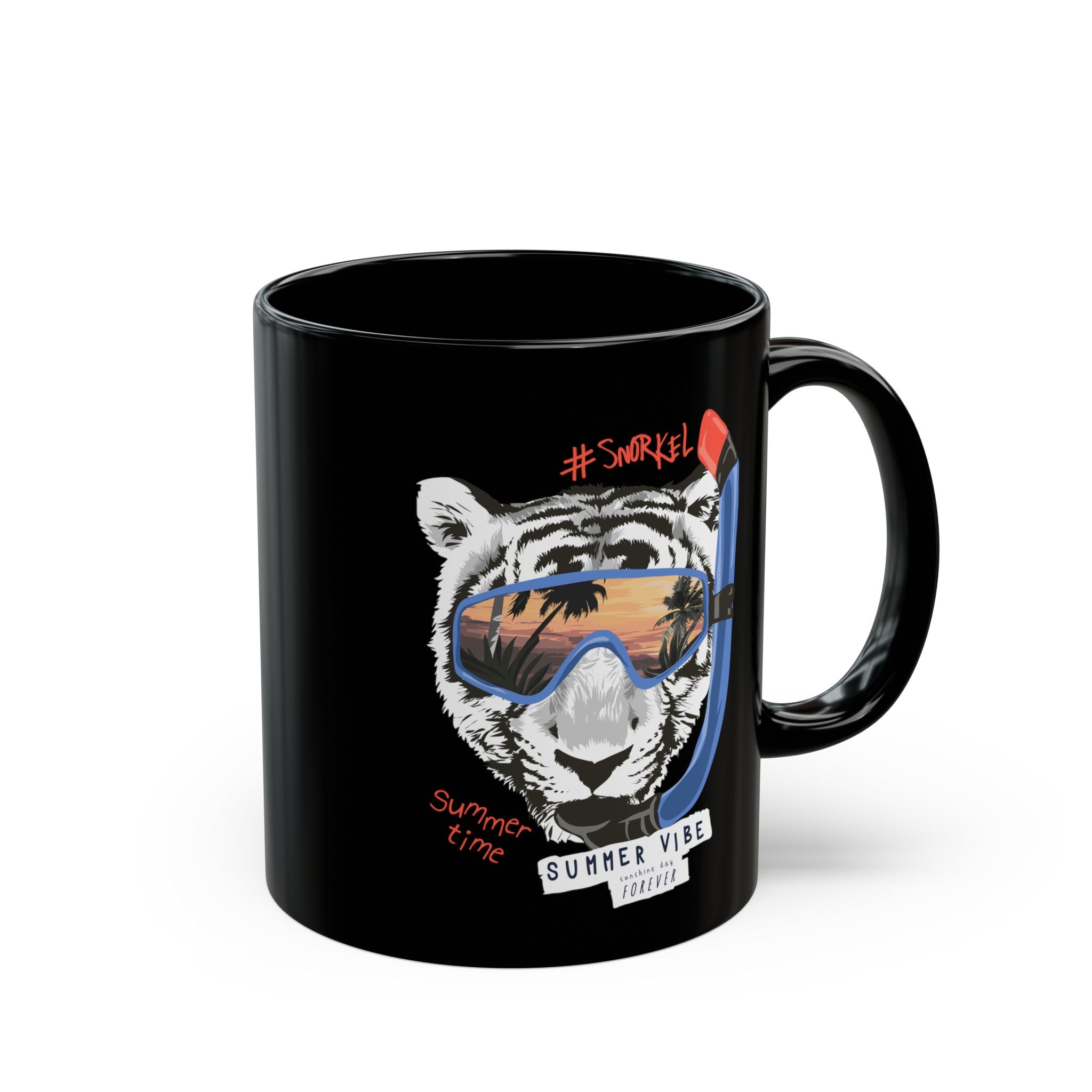 Summer Time Tiger Black Mug (11oz, 15oz)-Phoenix Styles