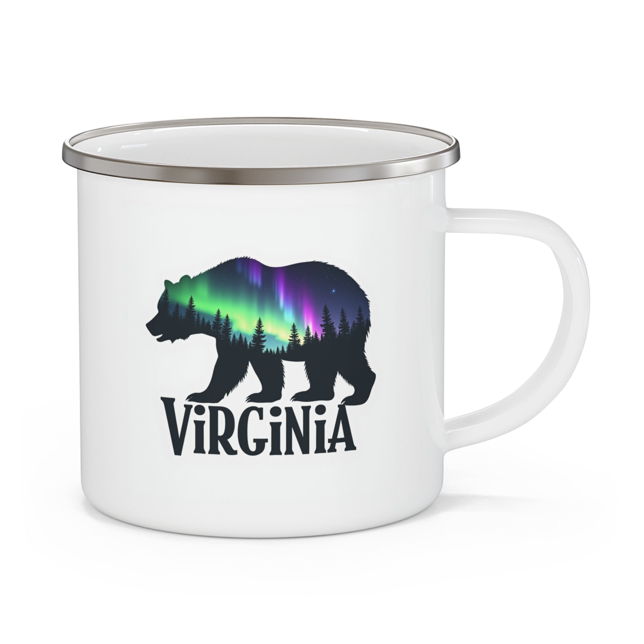 Adventure Awaits Enamel Camping Mug - Virginia Bear Design