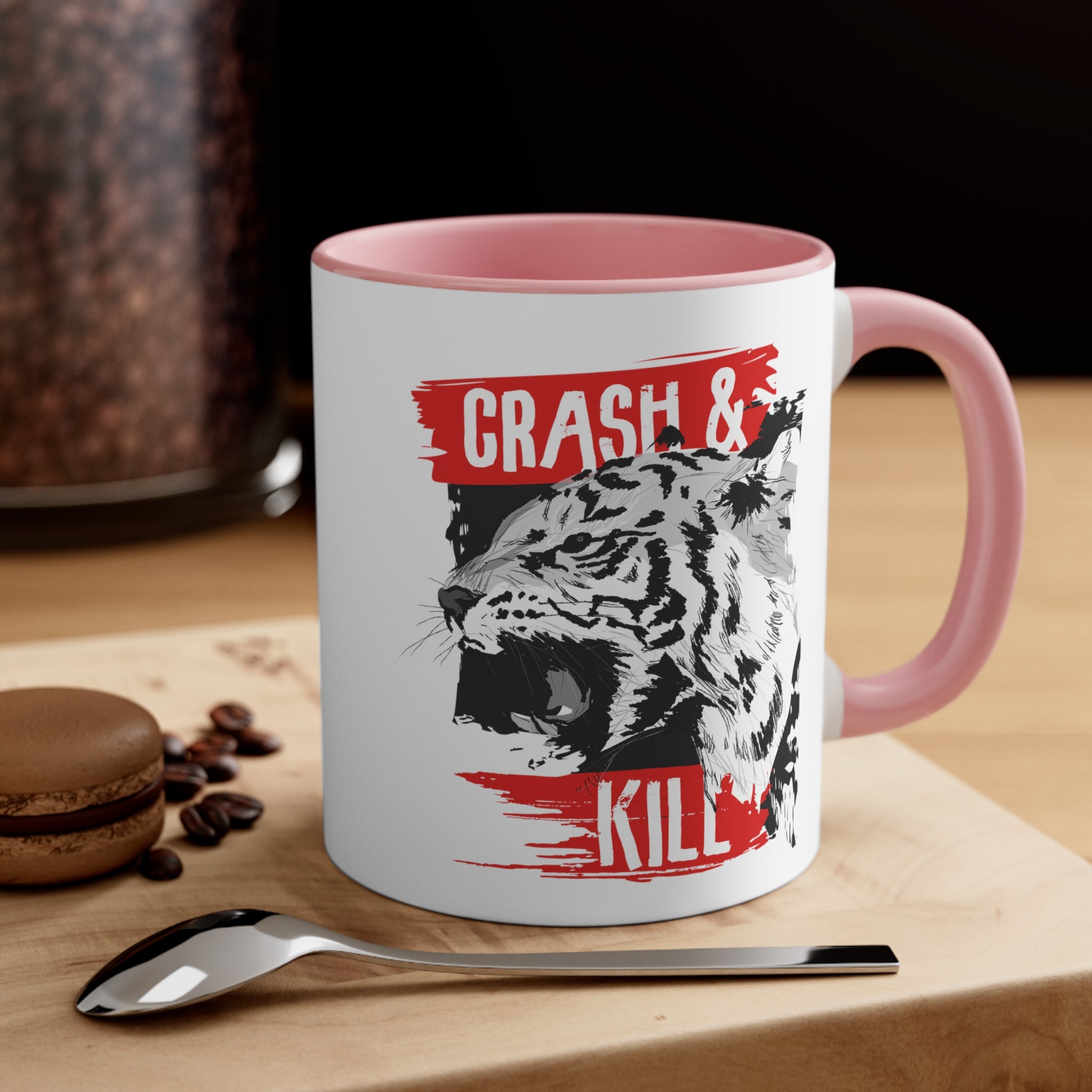 Tiger Crash and Kill Accent Coffee Mug, 11oz-Phoenix Styles