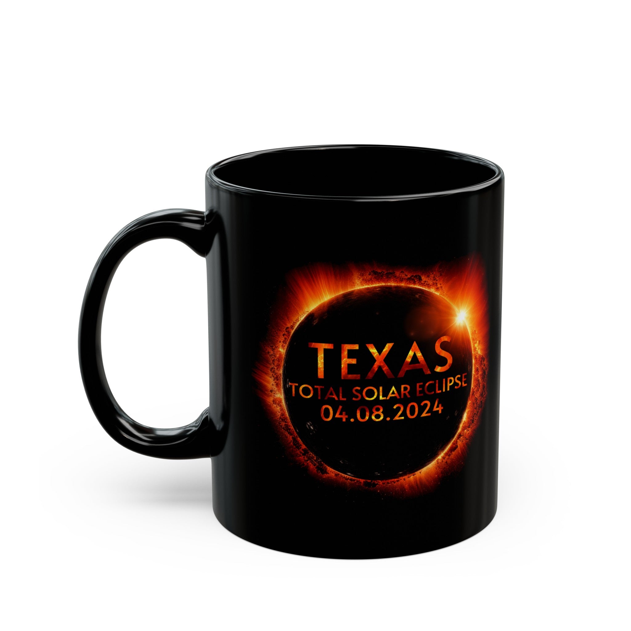 Texas Solar Eclipse Black Mug (11oz, 15oz)-Phoenix Styles