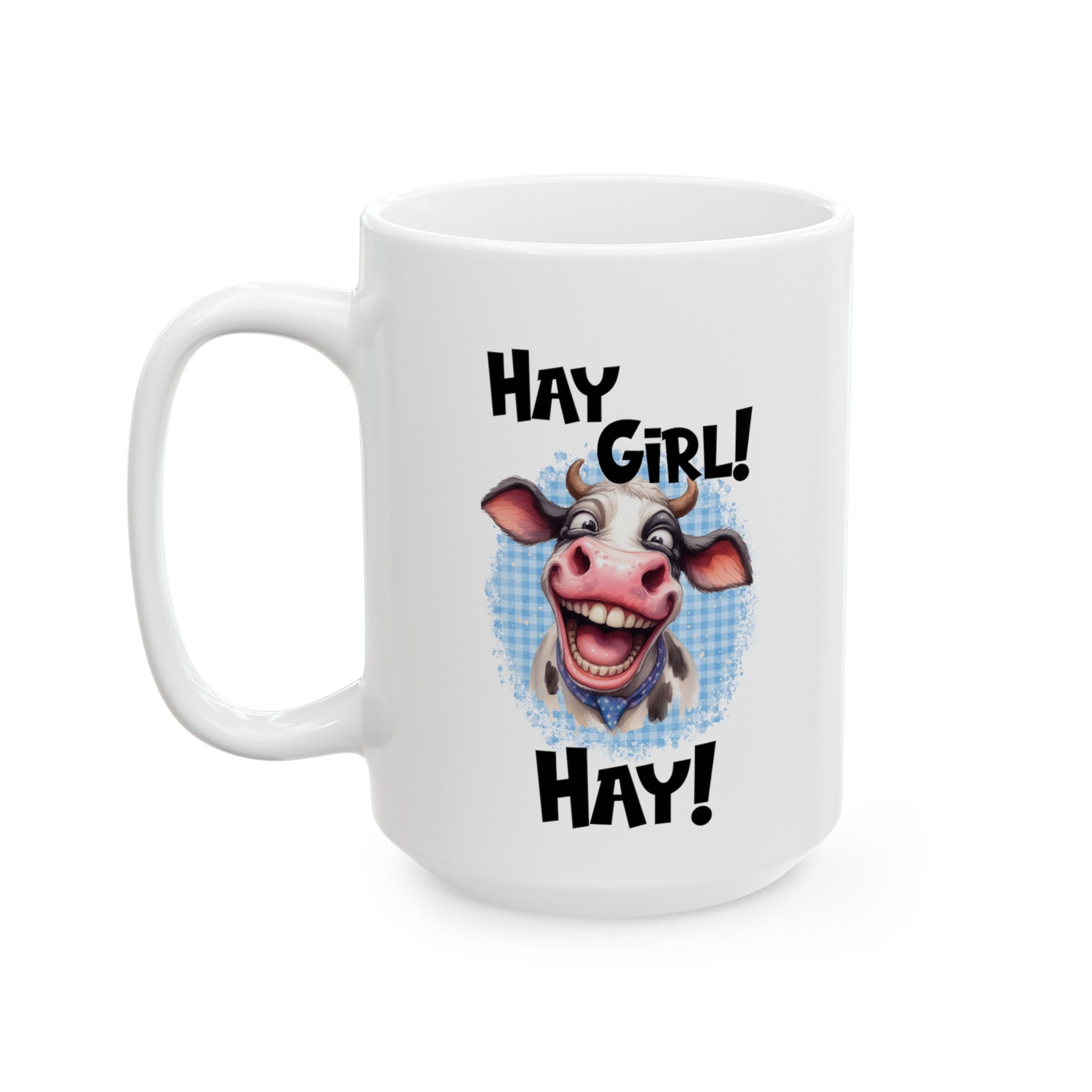 Hay Girl Ceramic White Mug, (11oz, 15oz)-Phoenix Styles