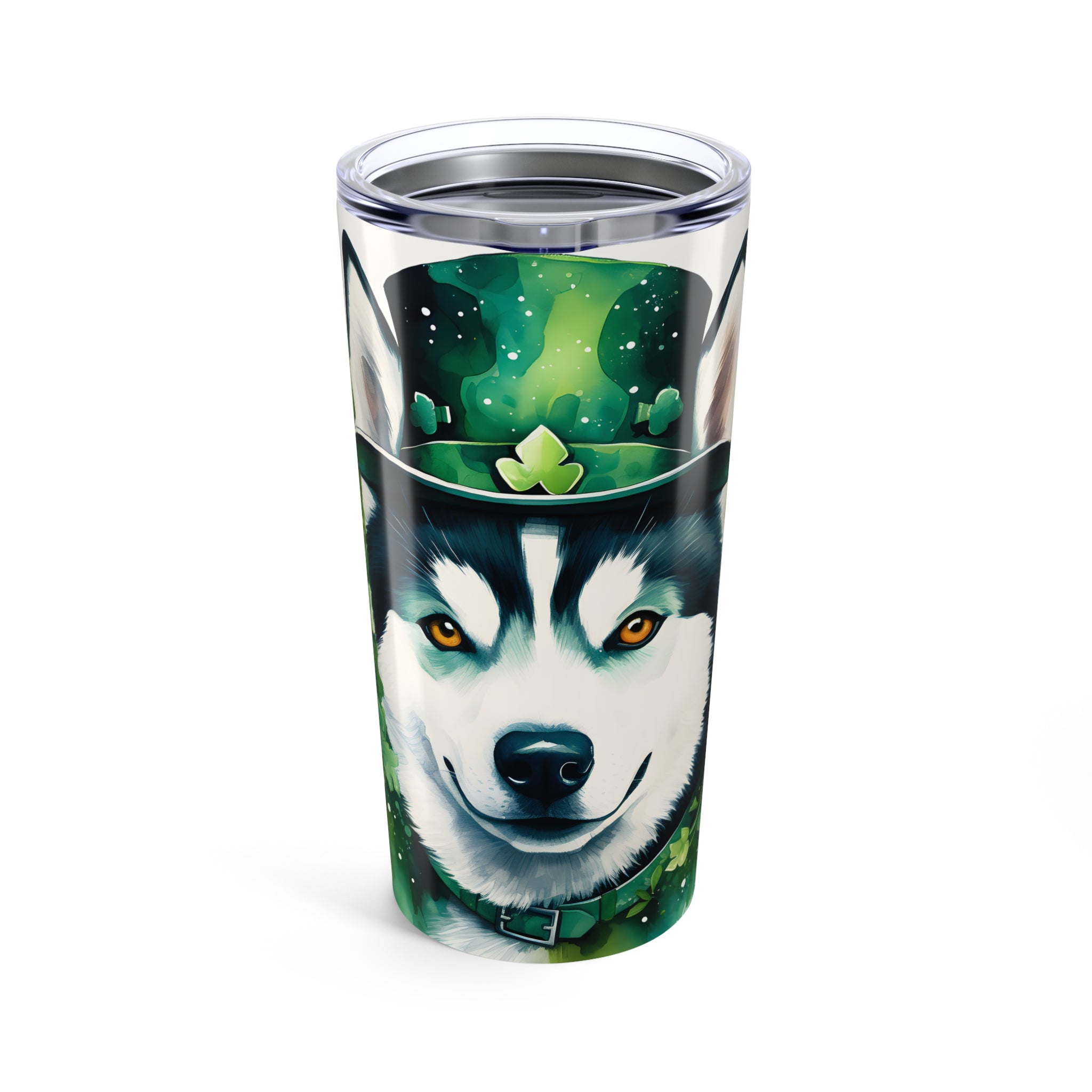 Husky- St. Patrick's Day Dog Tumbler with Green Theme