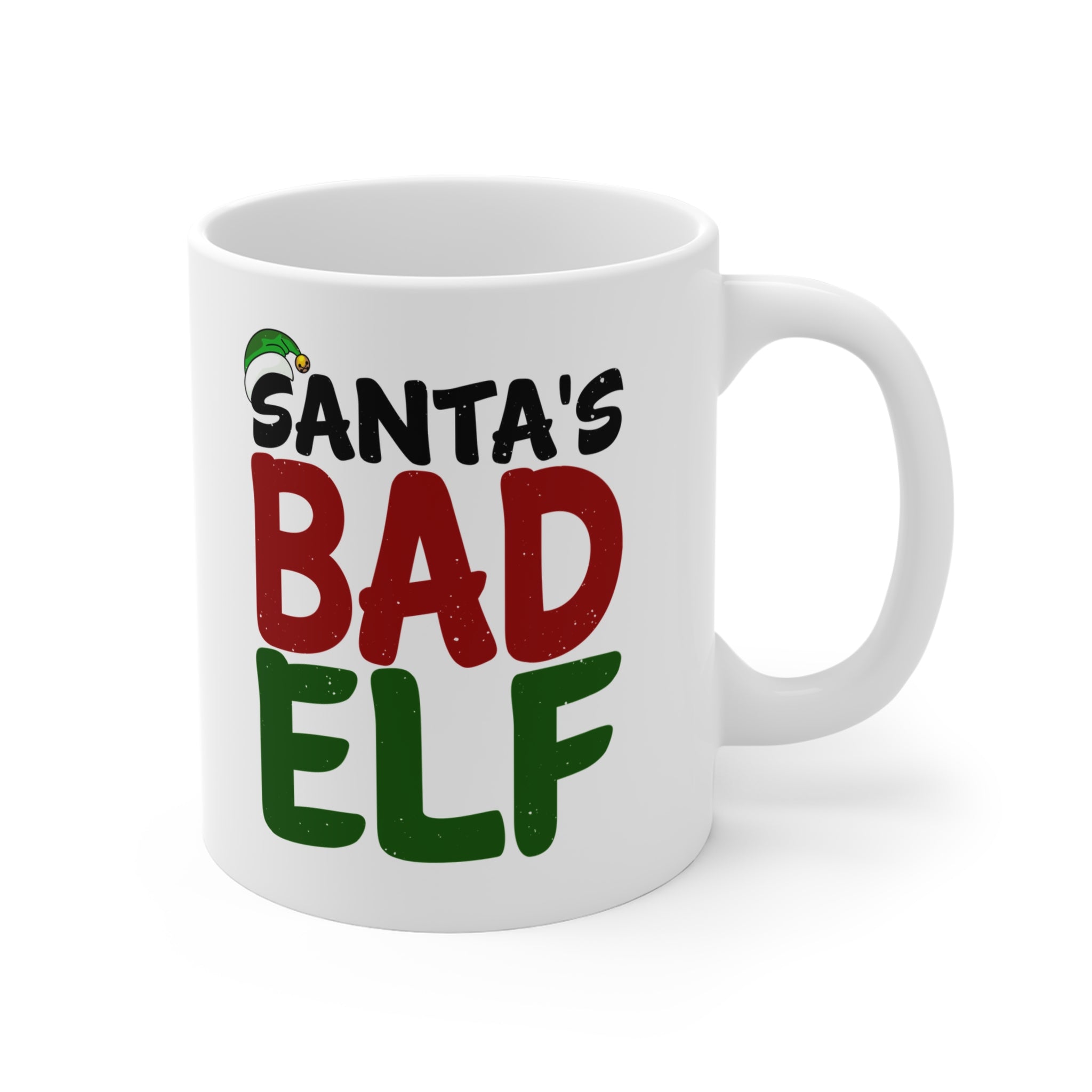 Santa's Bad Elf White Ceramic Mug