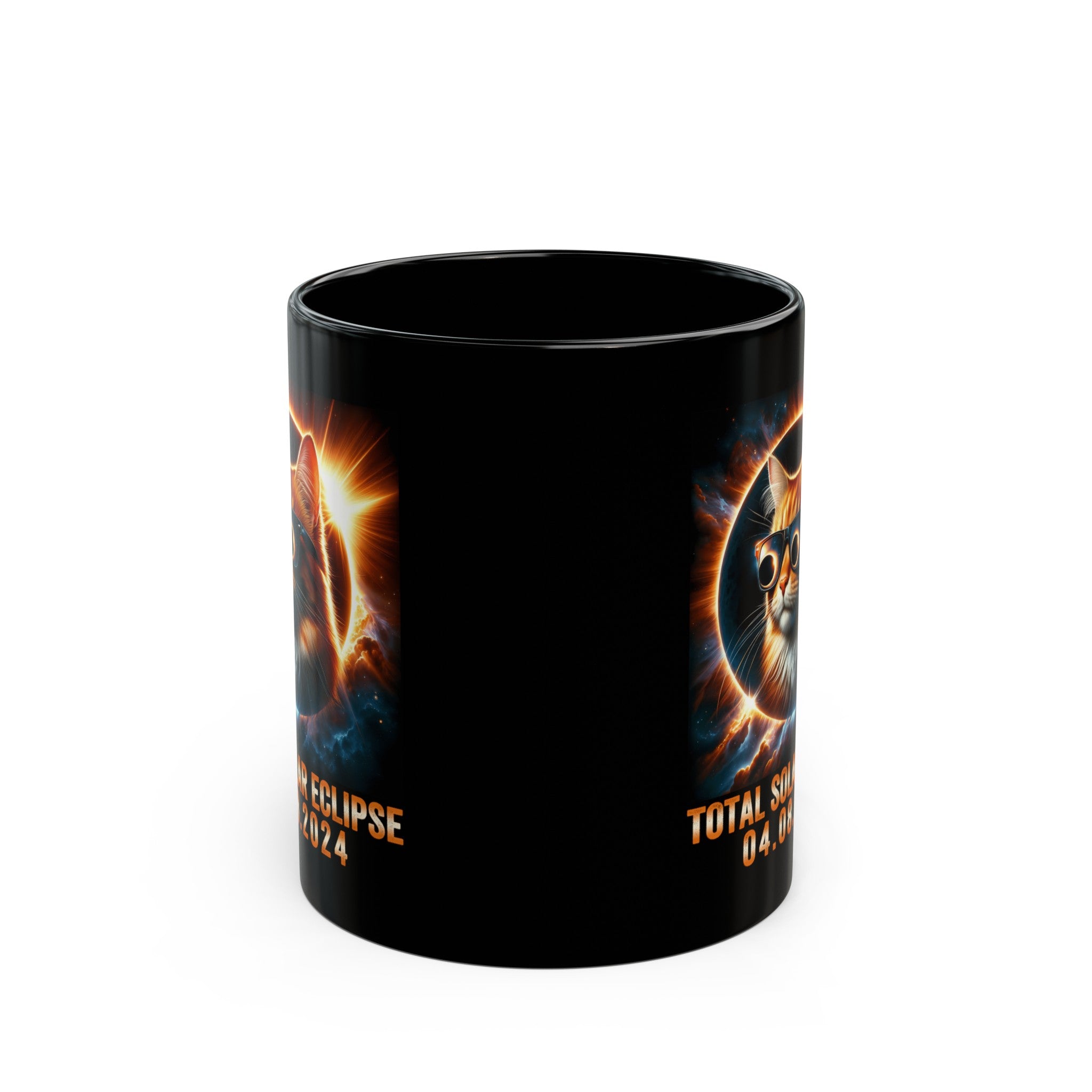 Kitty Solar Eclipse Black Mug (11oz, 15oz)-Phoenix Styles