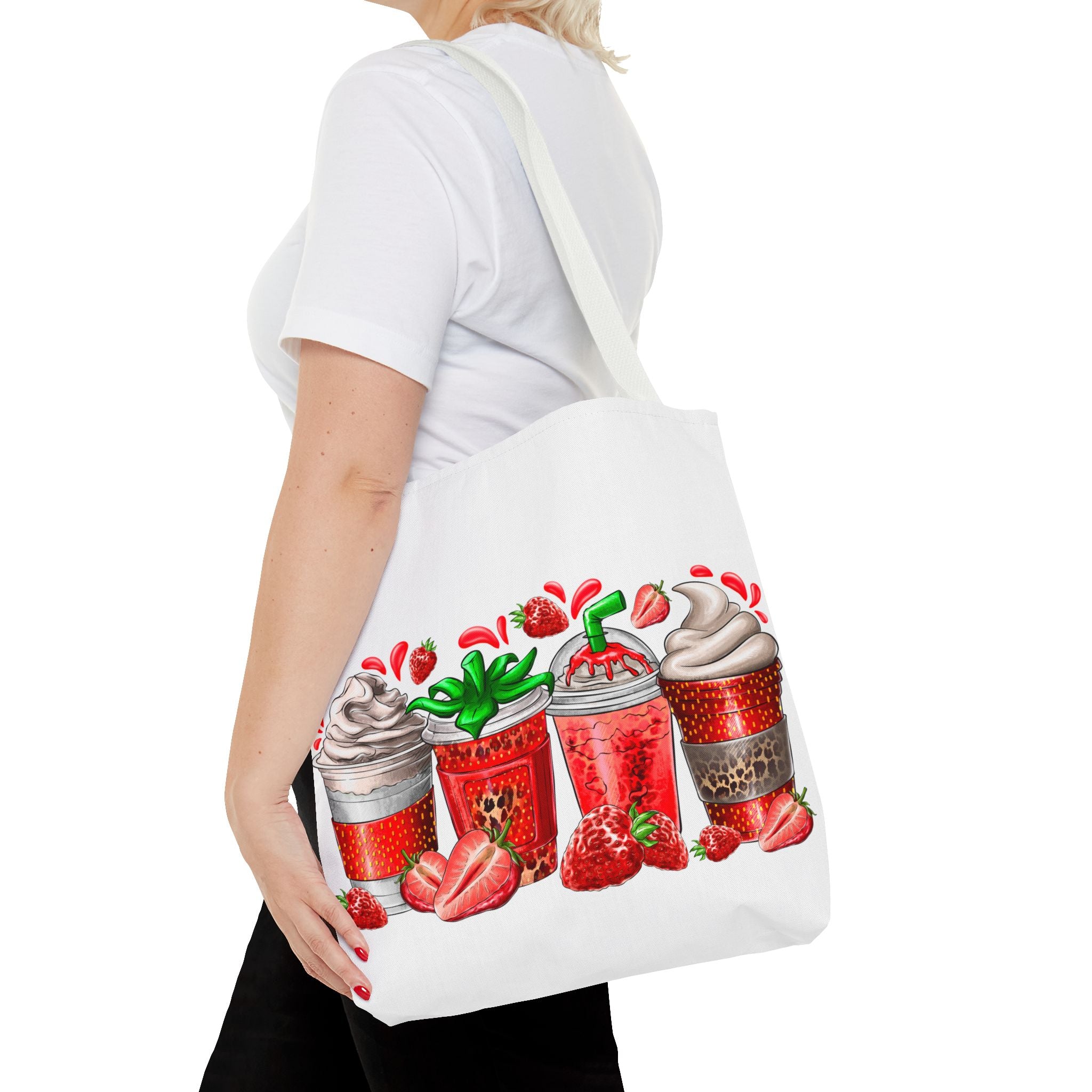 Strawberry Coffee Drink Tote Bag-Phoenix Styles