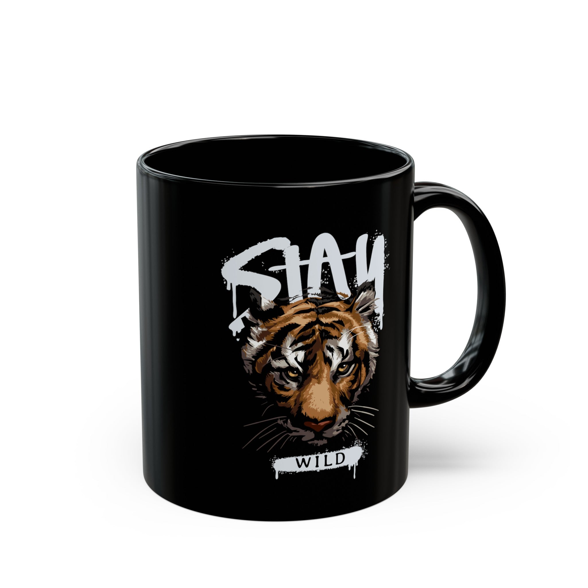 Stay Wild Tiger Black Mug (11oz, 15oz)-Phoenix Styles