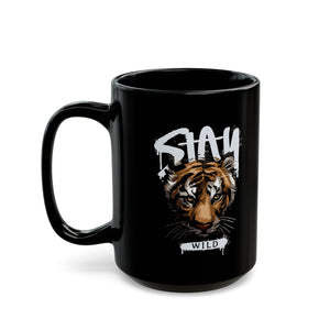 Stay Wild Tiger Black Mug (11oz, 15oz)-Phoenix Styles