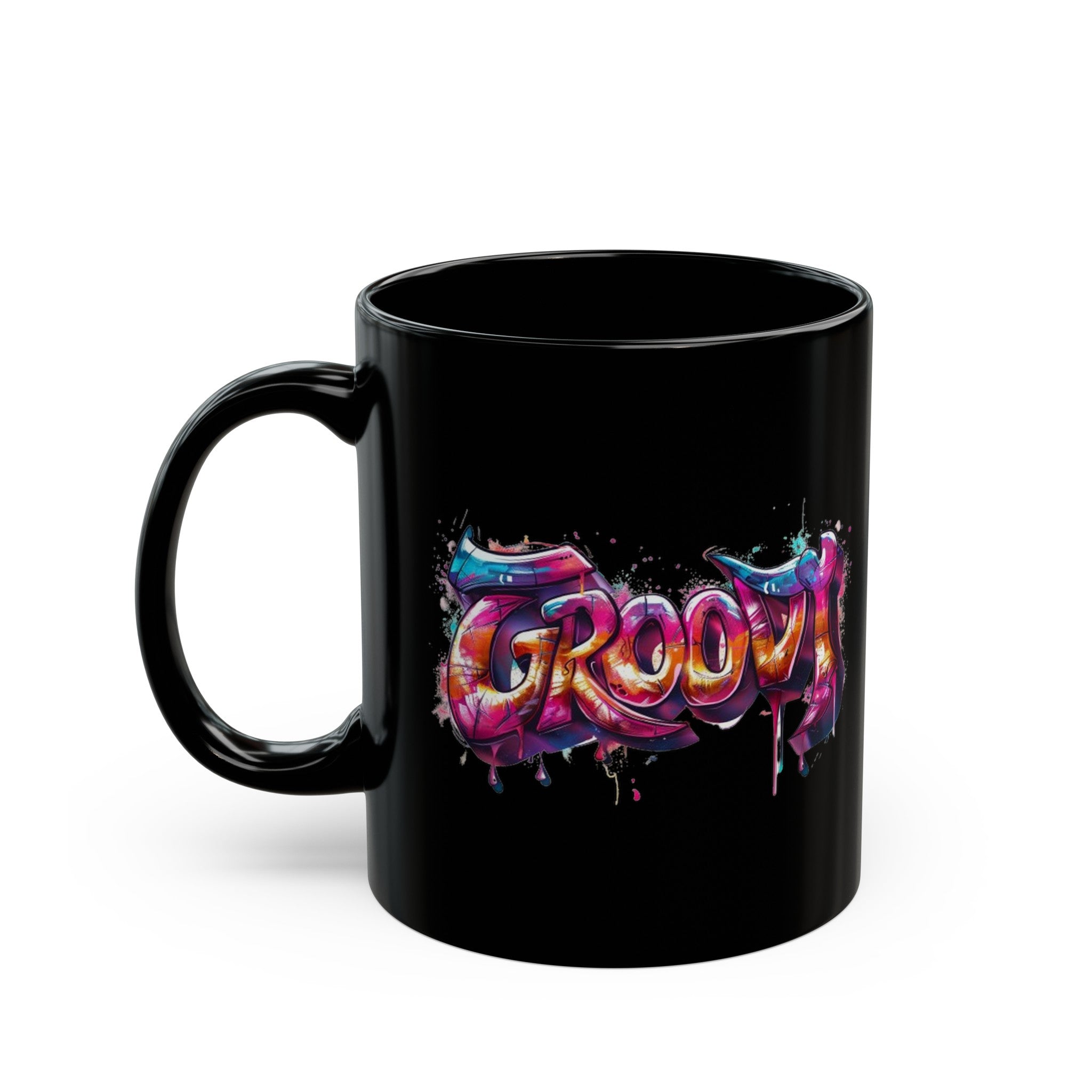 Groovy Black Mug (11oz, 15oz)-Phoenix Styles