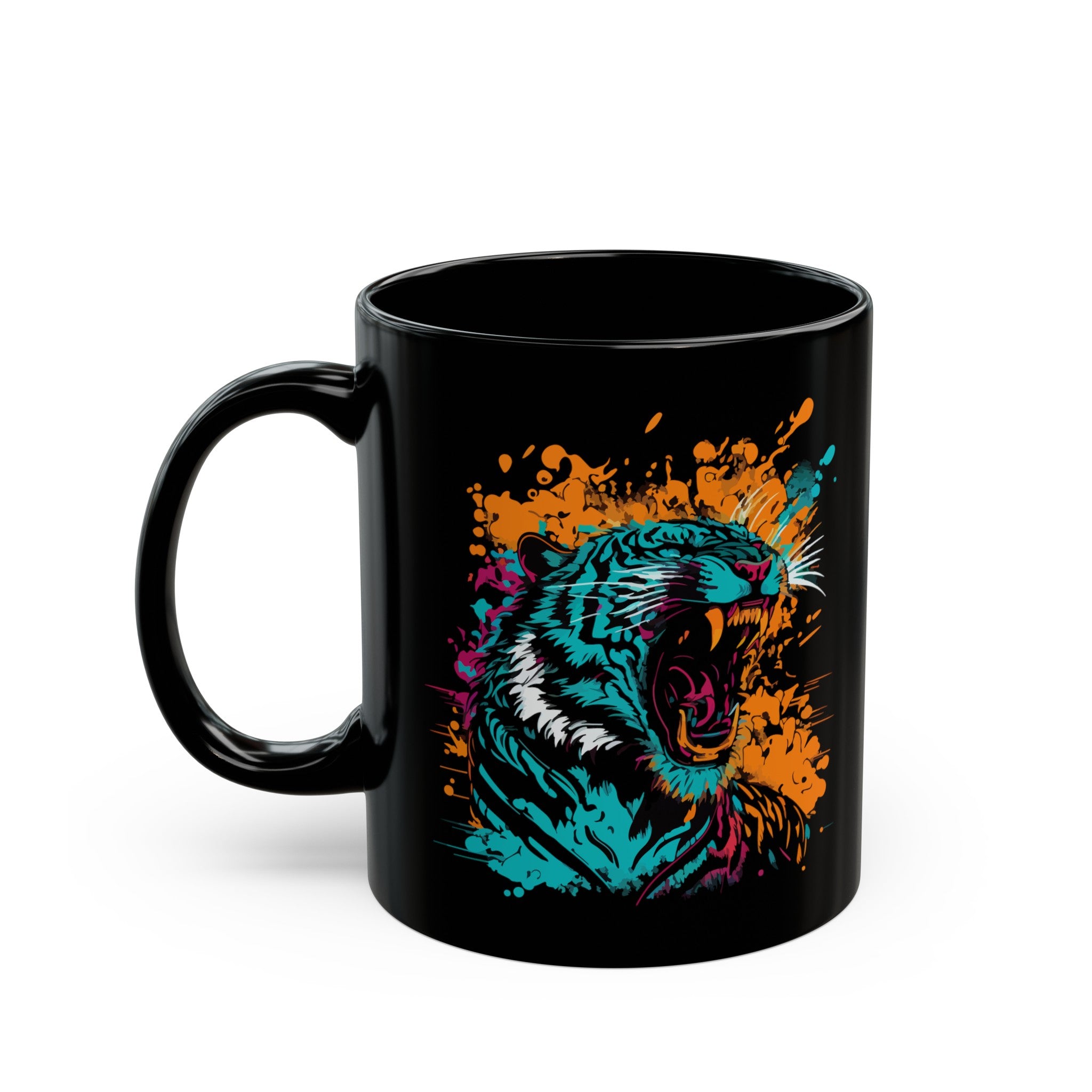 Raging Tiger Black Mug (11oz, 15oz)-Phoenix Styles