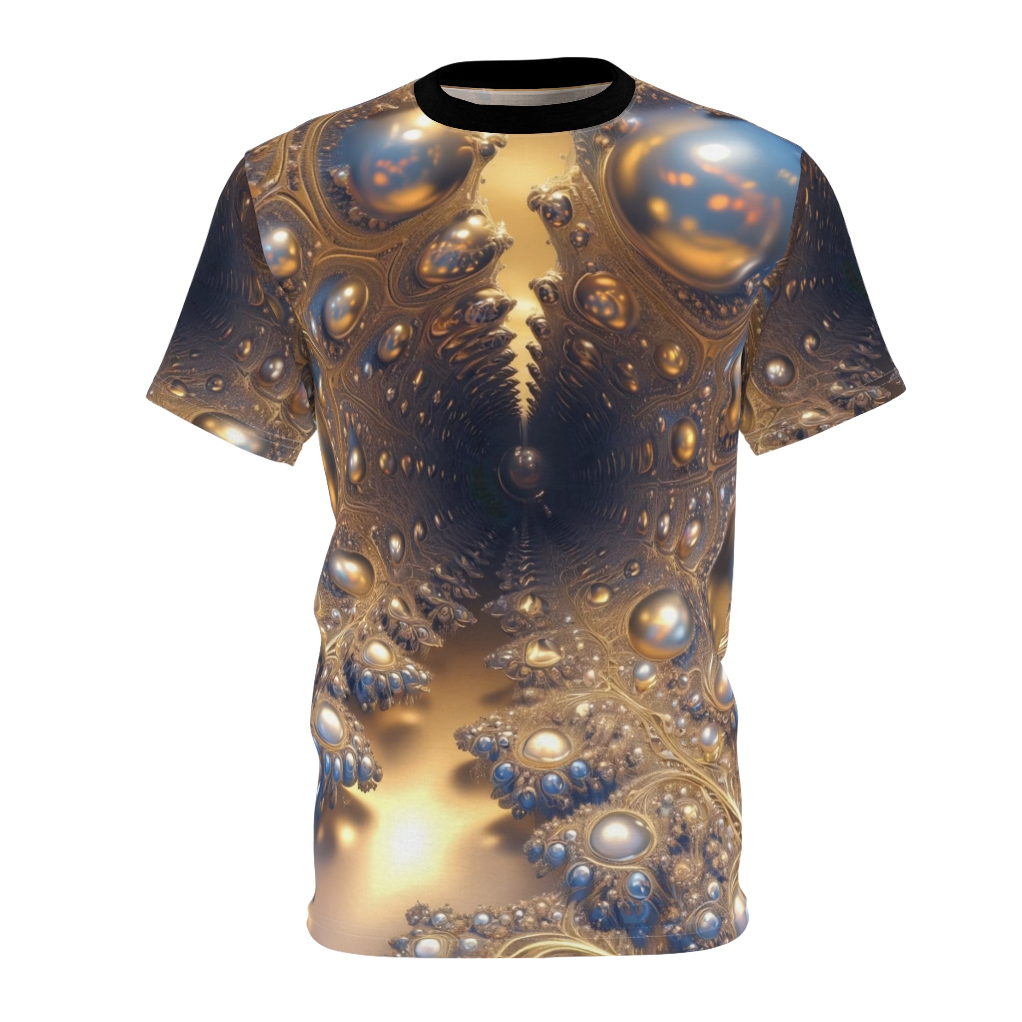 Artistic Cut & Sew Tee - Abstract Golden Fractal Design