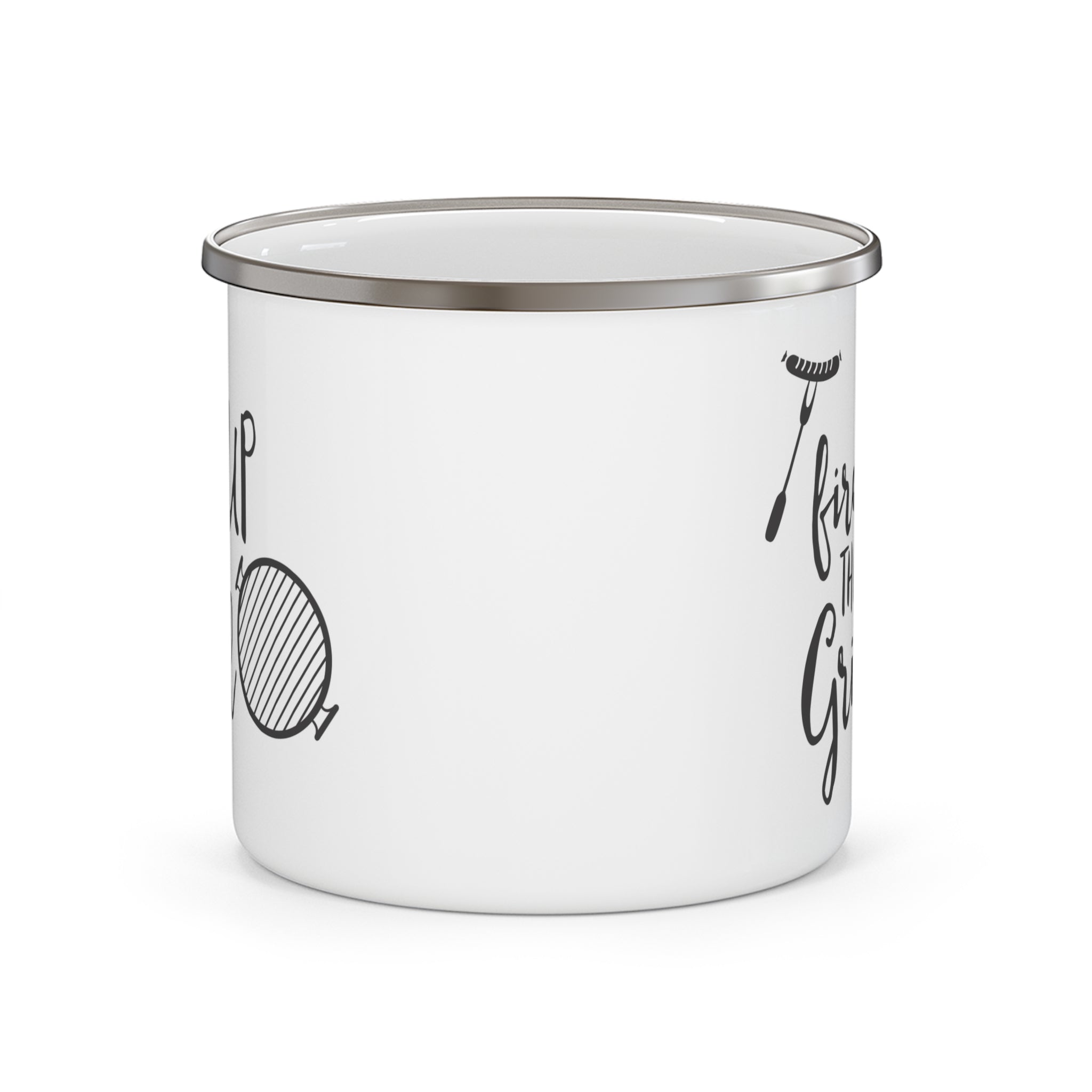 Fire Up the Grill Enamel Camping Mug - Perfect for Outdoor Adventures