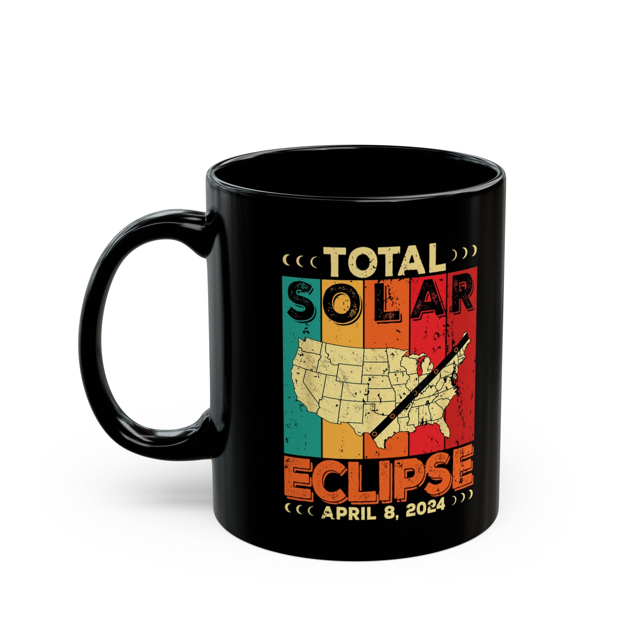 Total Solar Elipse -Map Black Mug (11oz, 15oz)-Phoenix Styles