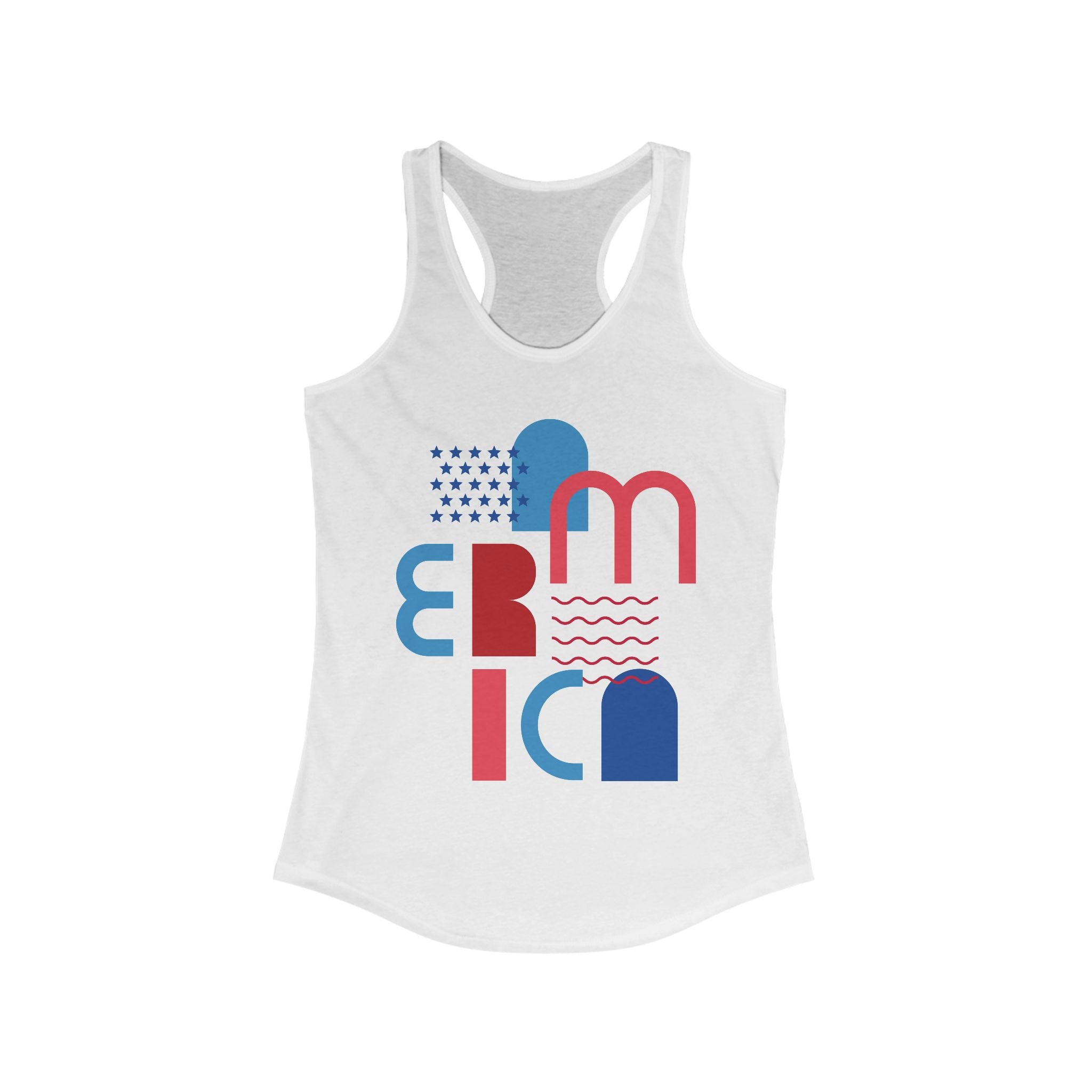 Patriotic Women's Ideal Racerback Tank - Red, White & Blue Graphic Tee