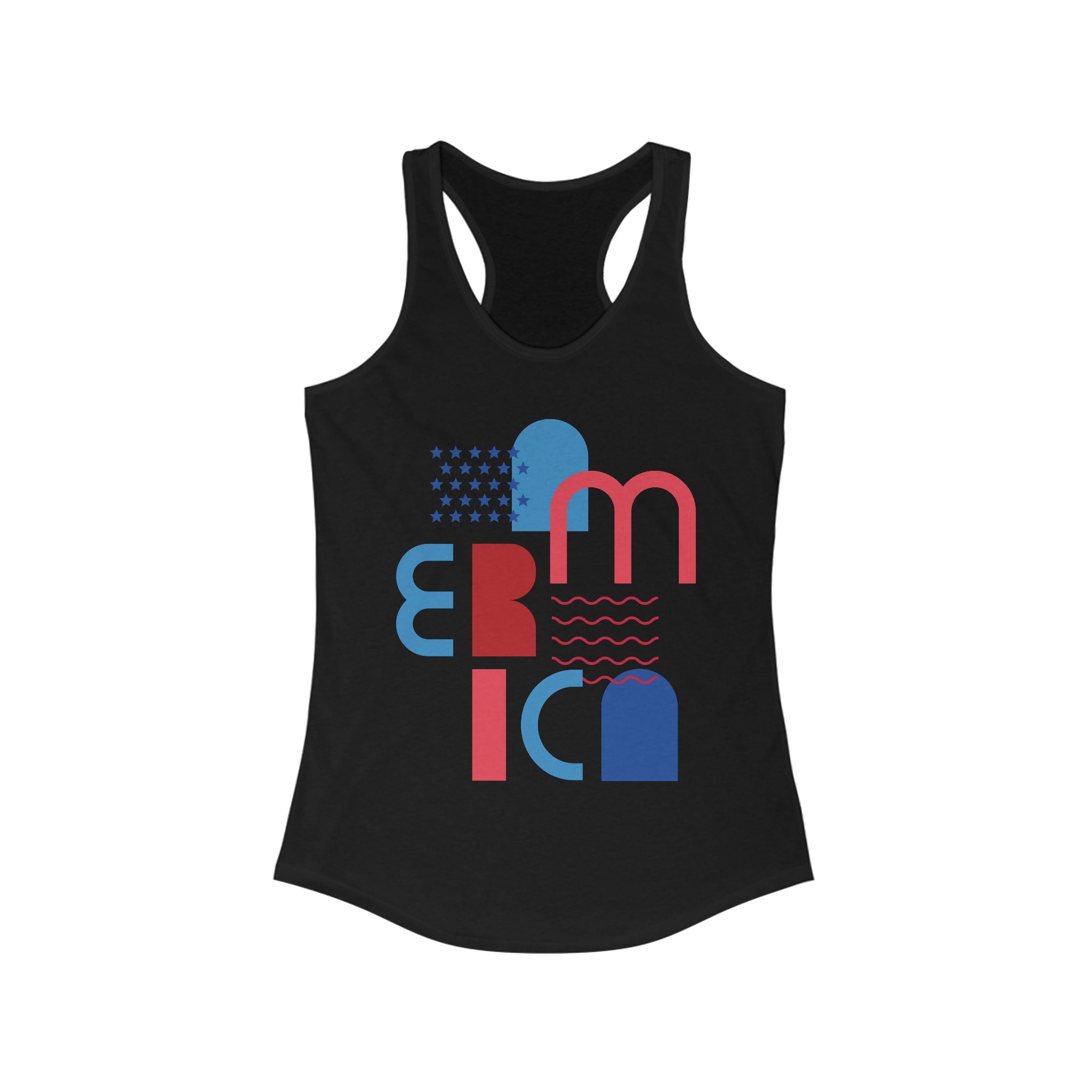 Patriotic Women's Ideal Racerback Tank - Red, White & Blue Graphic Tee