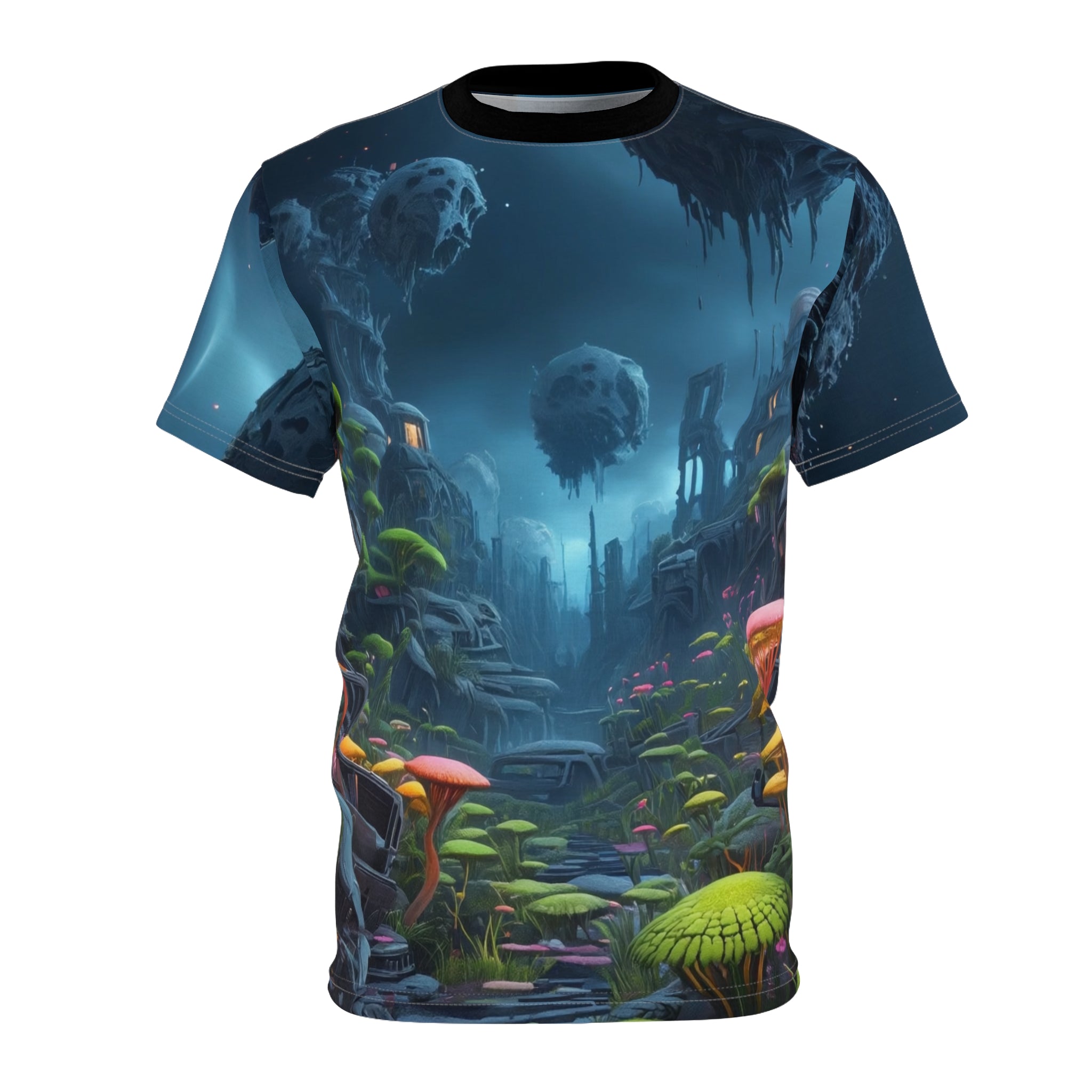Fantasy Landscape Cut & Sew Tee - Cosmic Mushroom Art