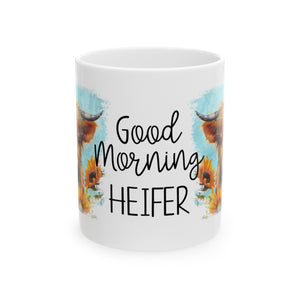 Good Morning Heifer Ceramic Mug, (11oz, 15oz)-Phoenix Styles