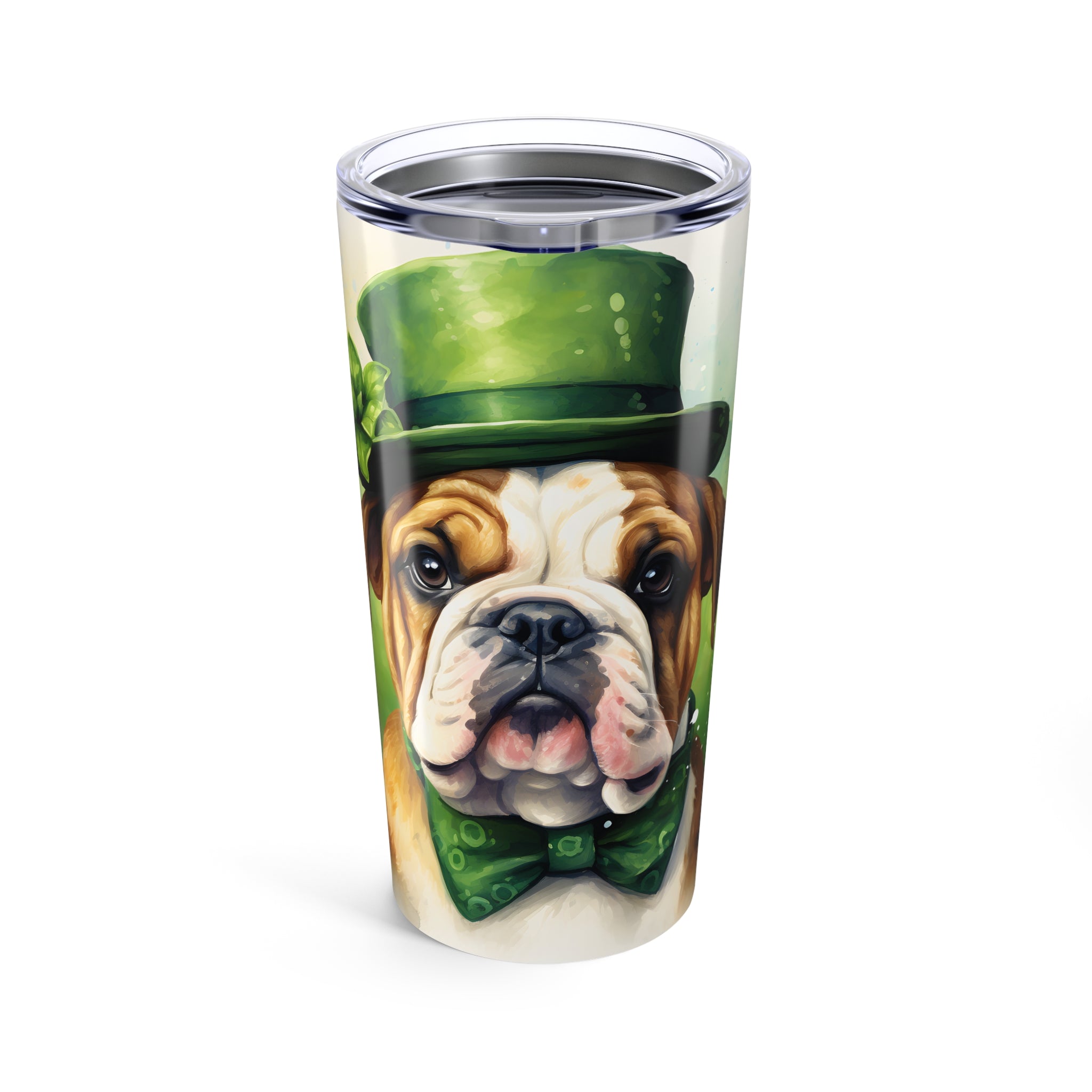 Bulldog- St. Patrick's Day Dog Tumbler with Green Theme