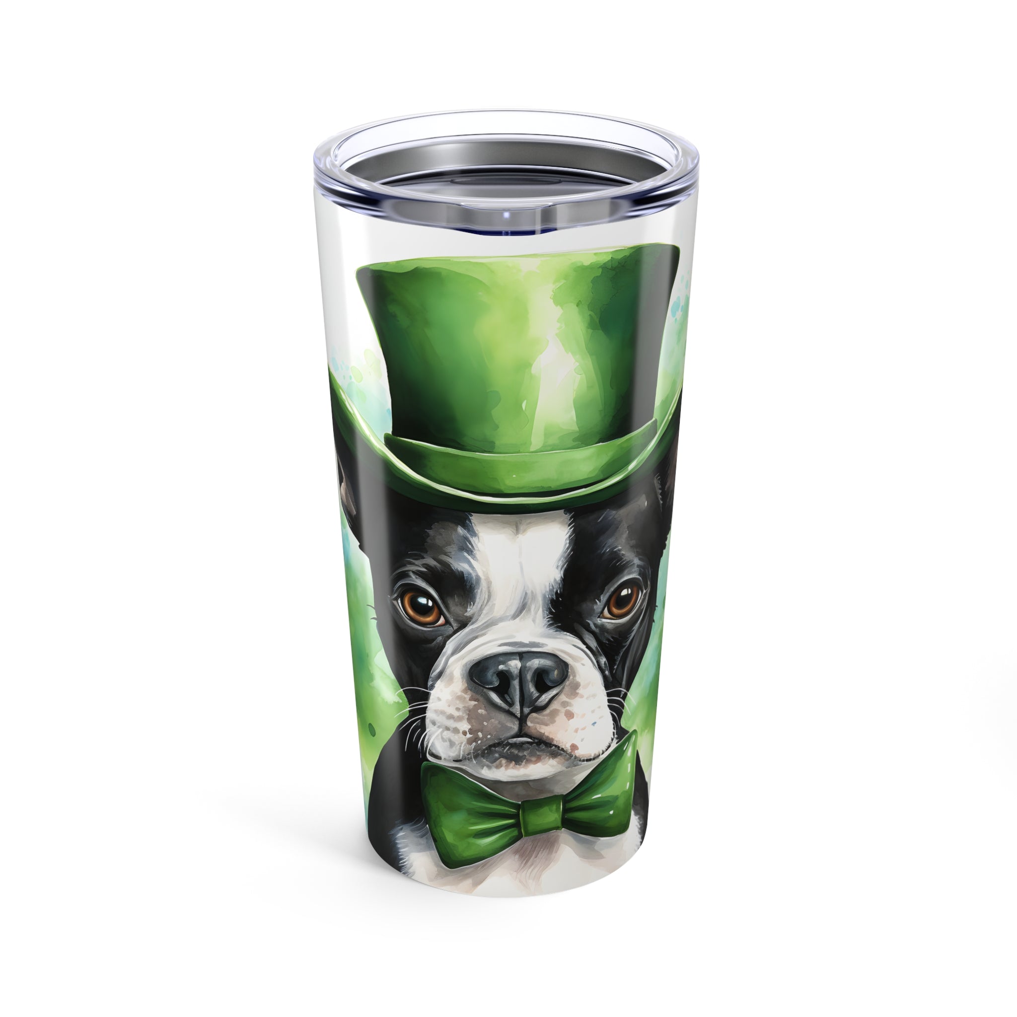 Boston- St. Patrick's Day Dog Tumbler with Green Theme