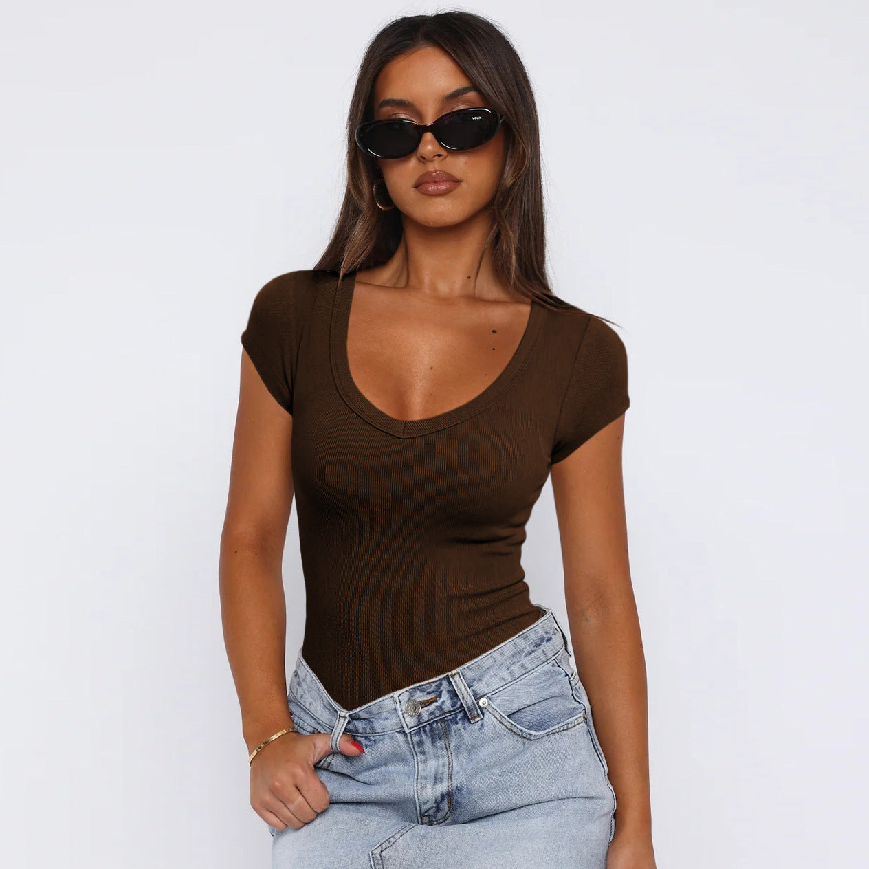Short-Sleeved Spiral Pattern Slim T-Shirt