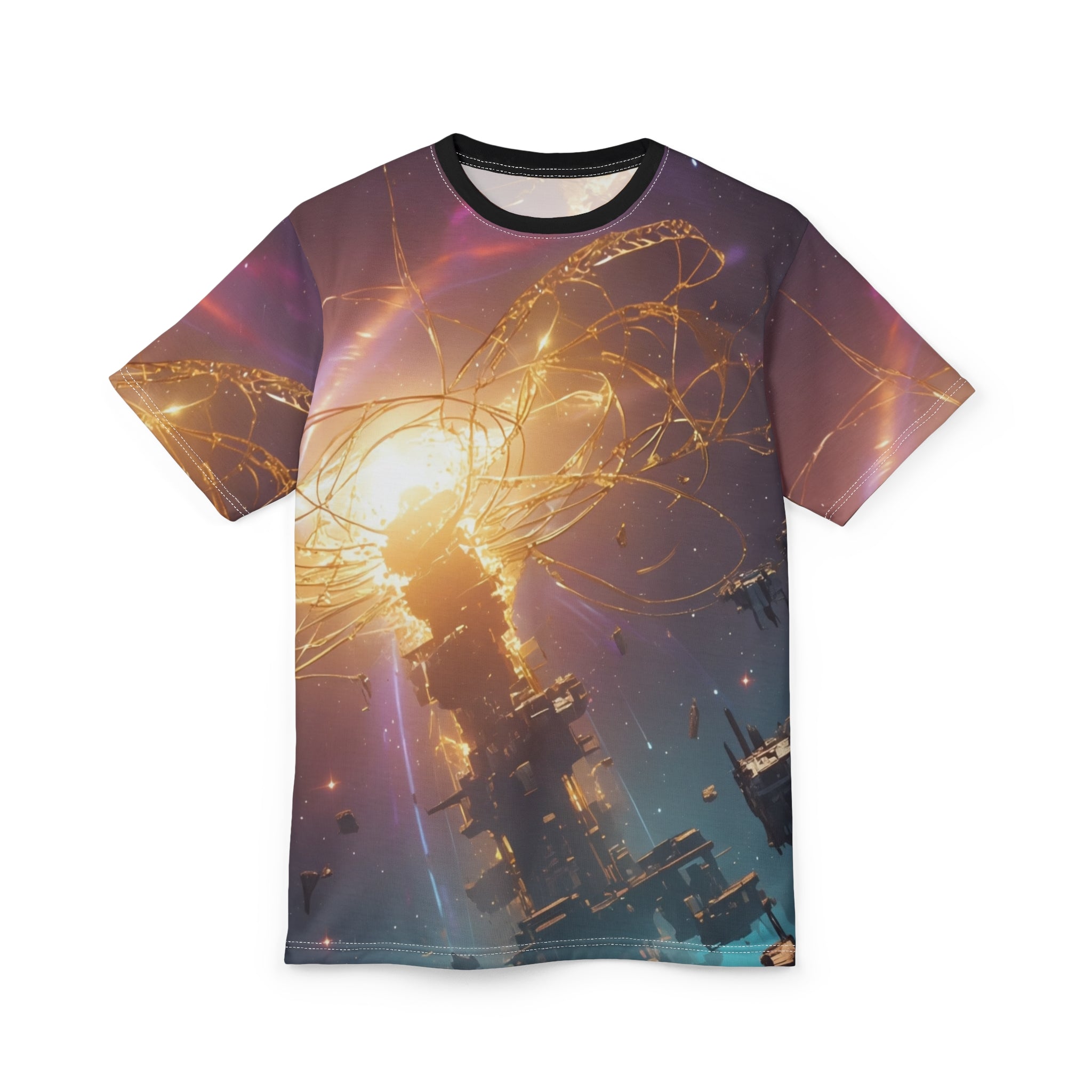 Cosmic Energy Graphic Tee - Space-Themed Design