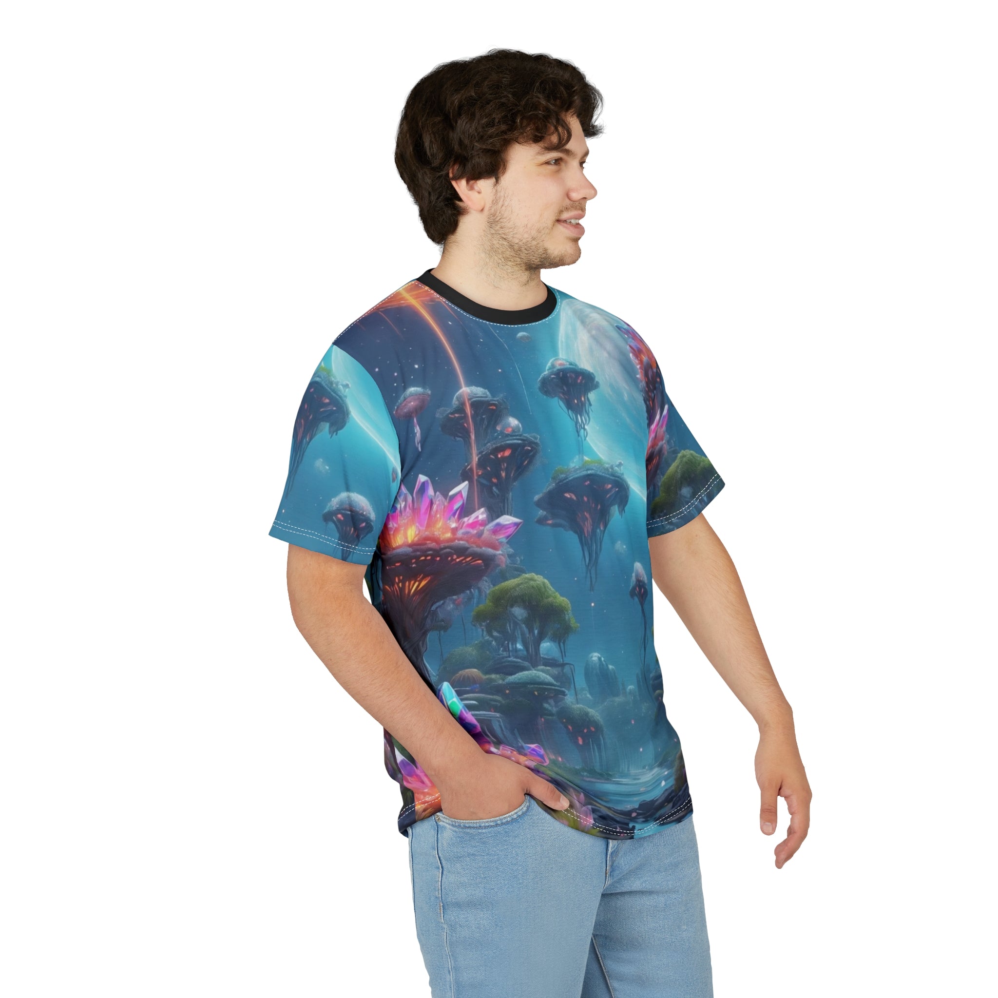 Enchanted Wilderness Tee - Vibrant Nature & Fantasy Cut & Sew Shirt