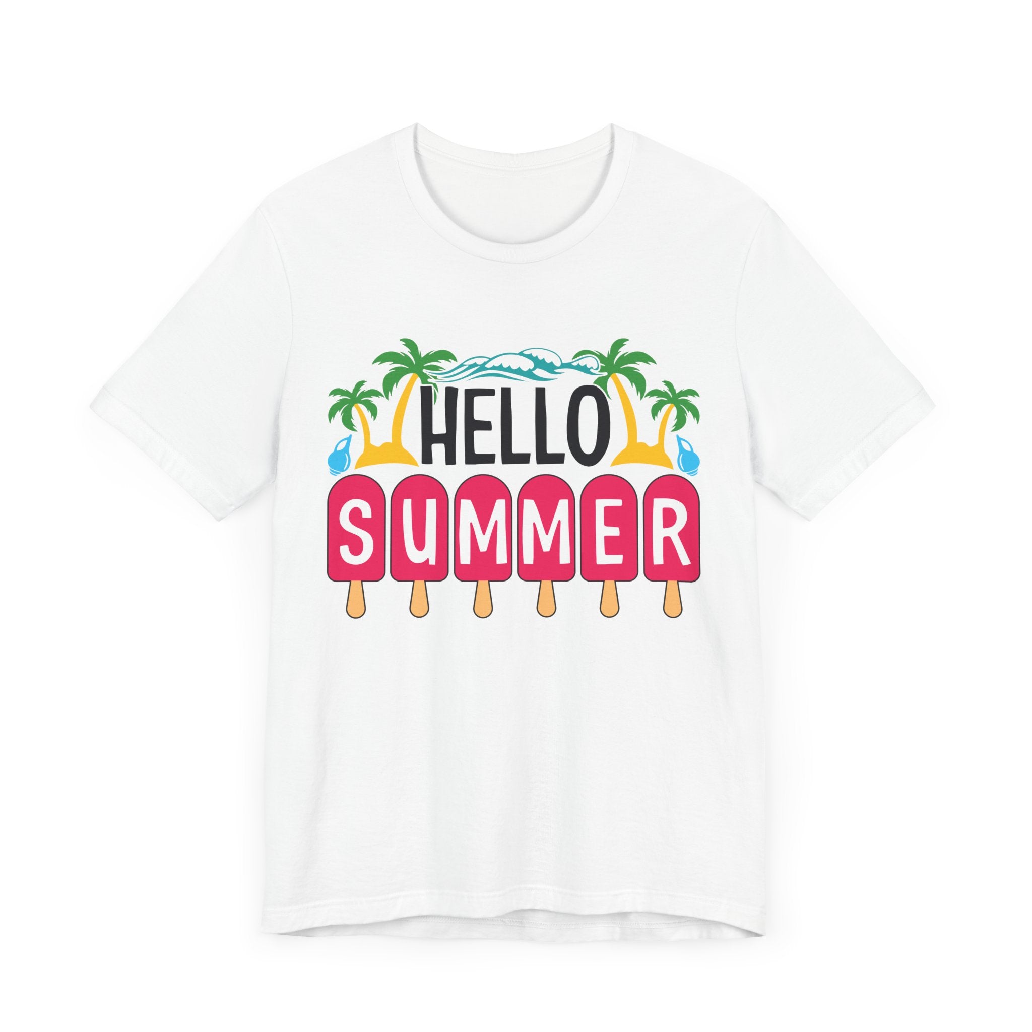 Hello Summer Unisex Jersey Tee - Fun Tropical Summer Vibe